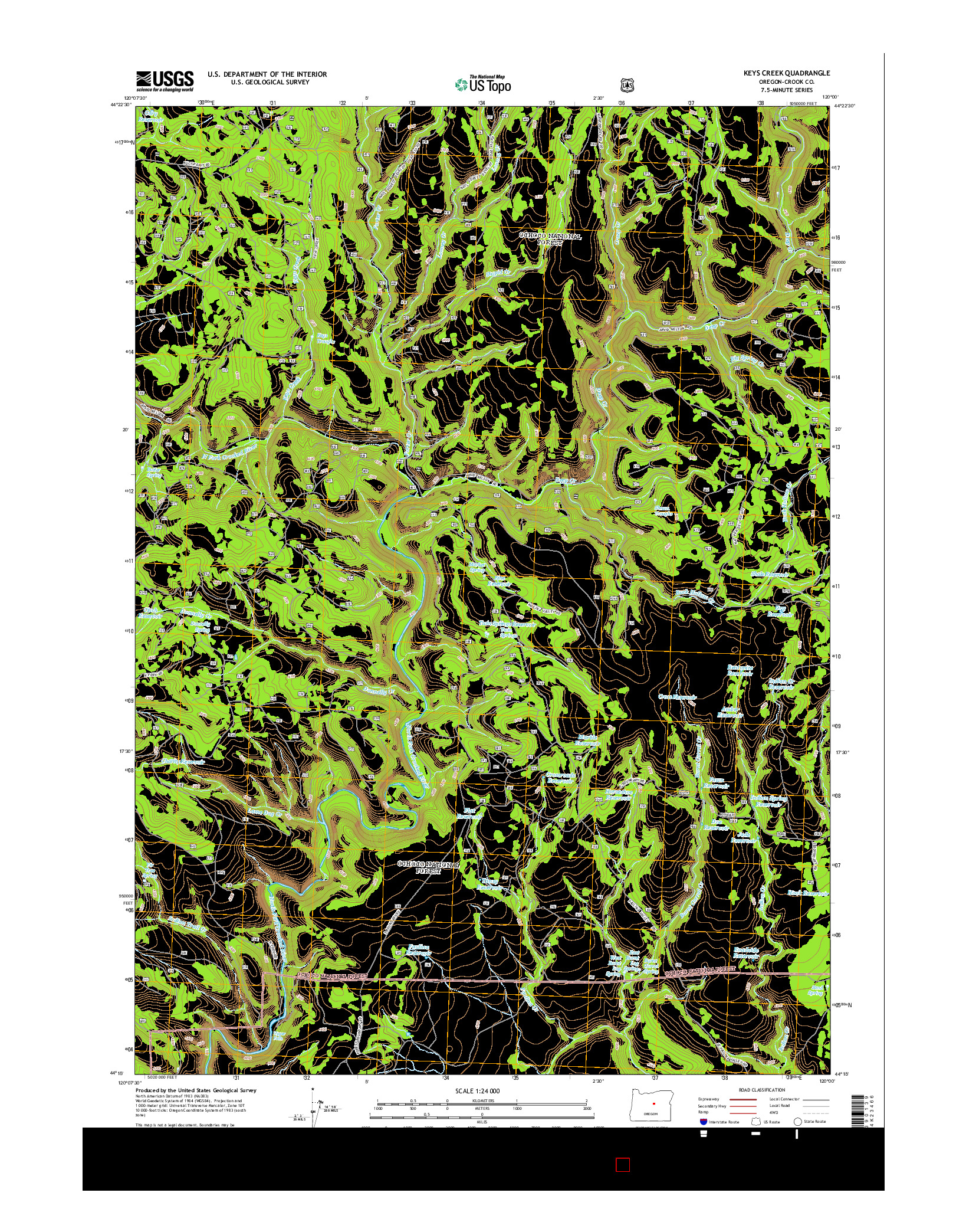 USGS US TOPO 7.5-MINUTE MAP FOR KEYS CREEK, OR 2014