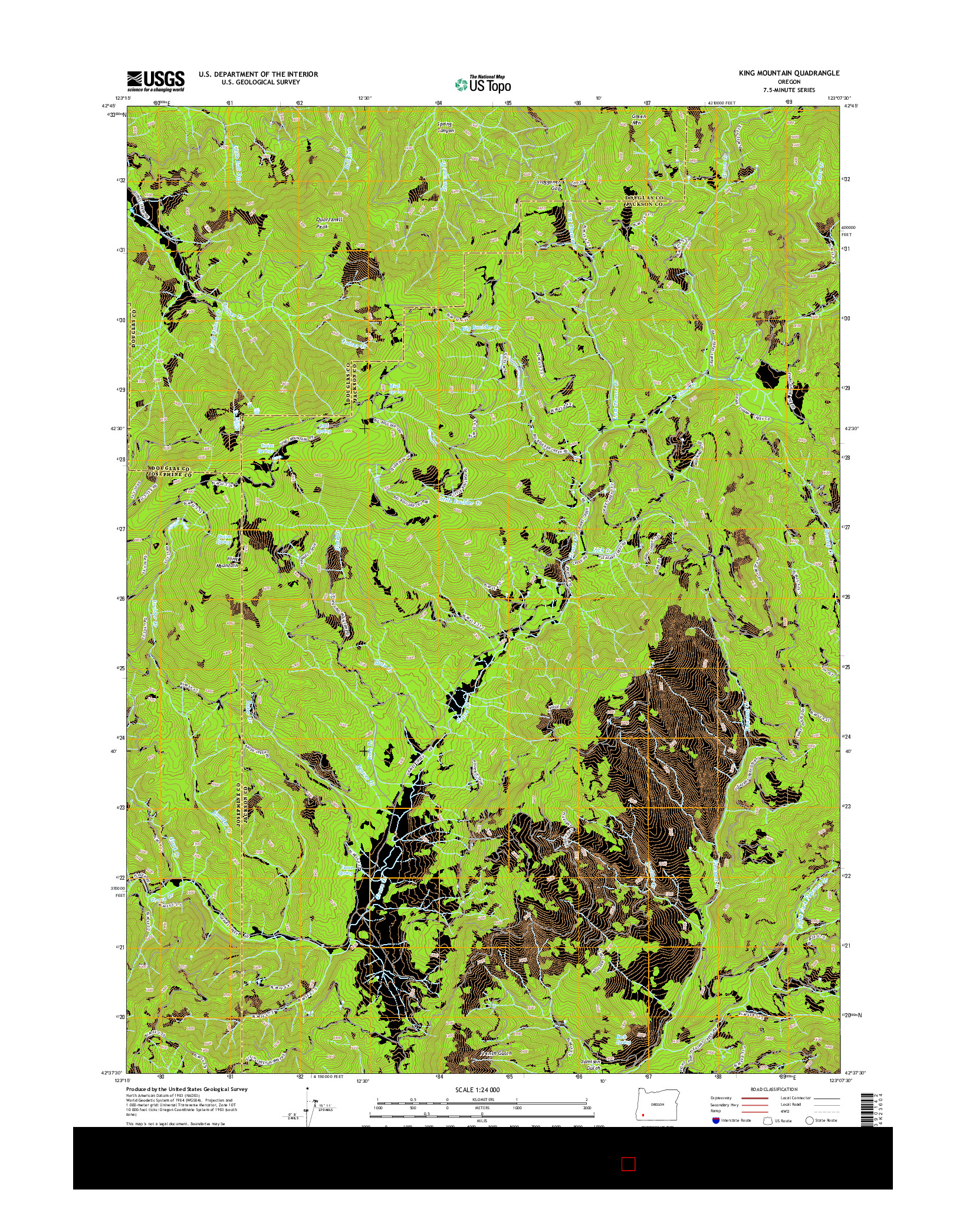 USGS US TOPO 7.5-MINUTE MAP FOR KING MOUNTAIN, OR 2014