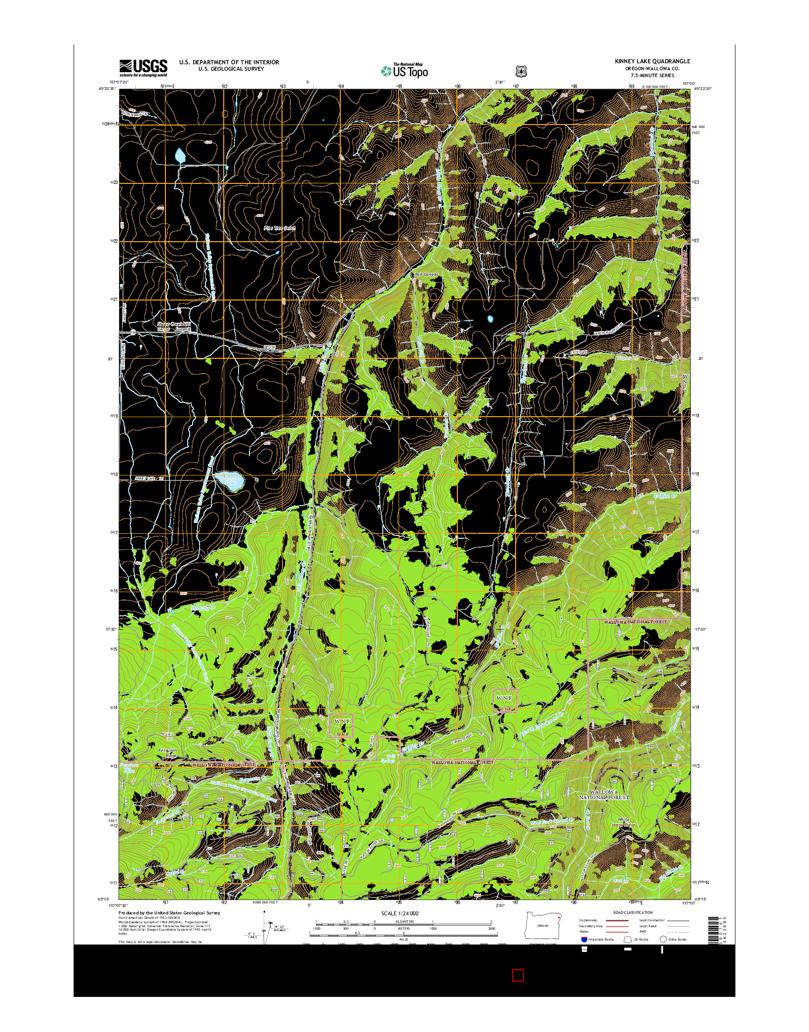 USGS US TOPO 7.5-MINUTE MAP FOR KINNEY LAKE, OR 2014