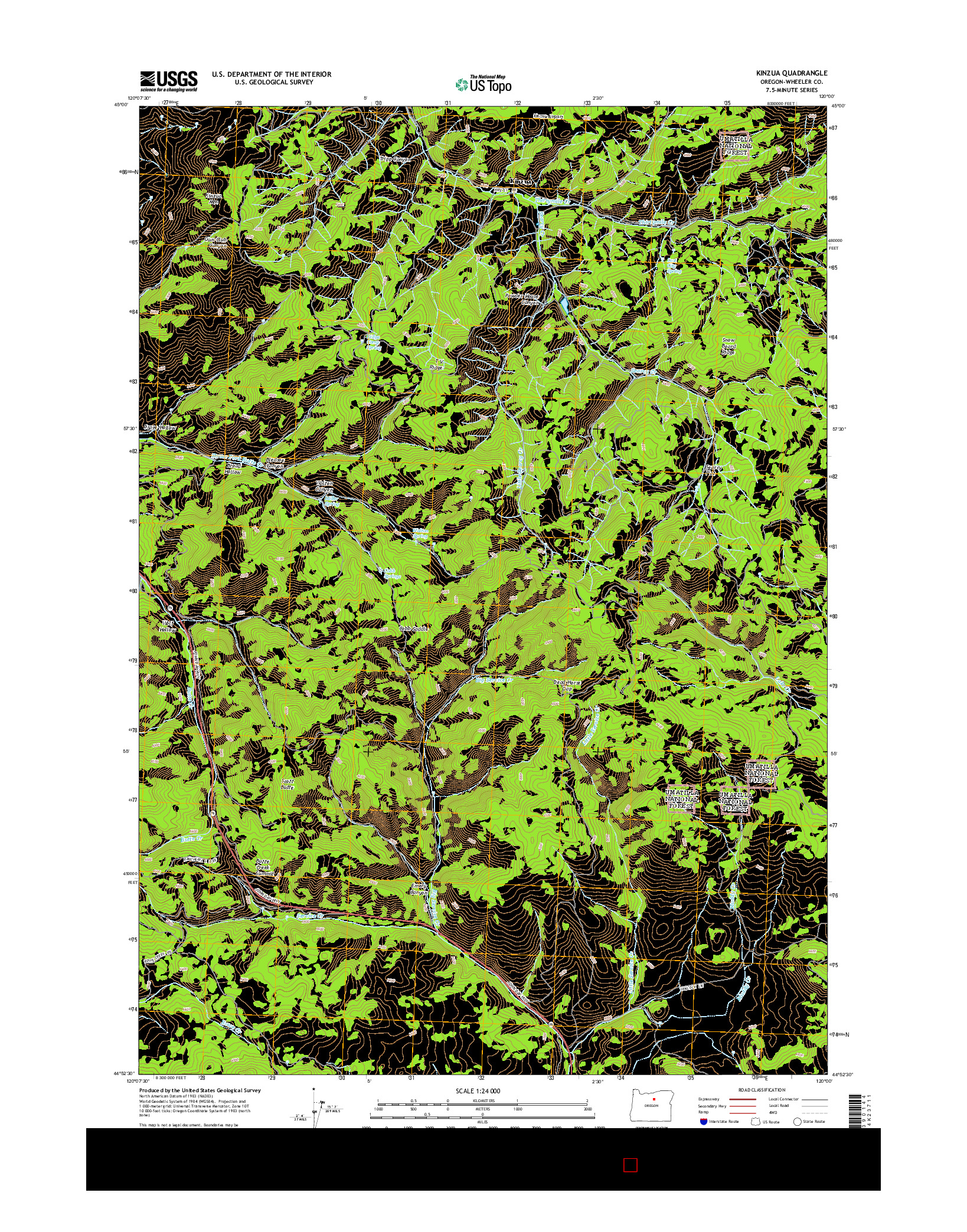 USGS US TOPO 7.5-MINUTE MAP FOR KINZUA, OR 2014