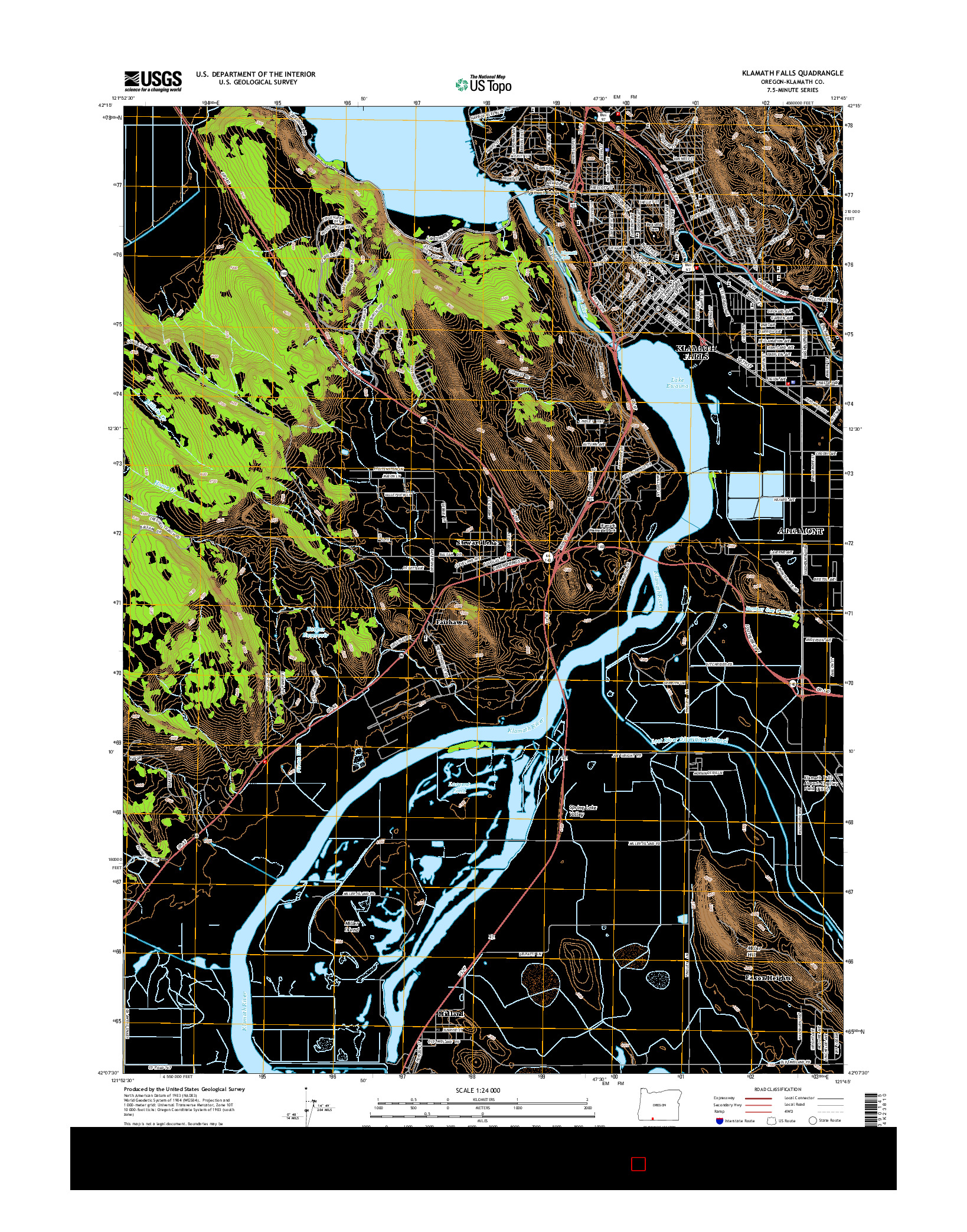 USGS US TOPO 7.5-MINUTE MAP FOR KLAMATH FALLS, OR 2014