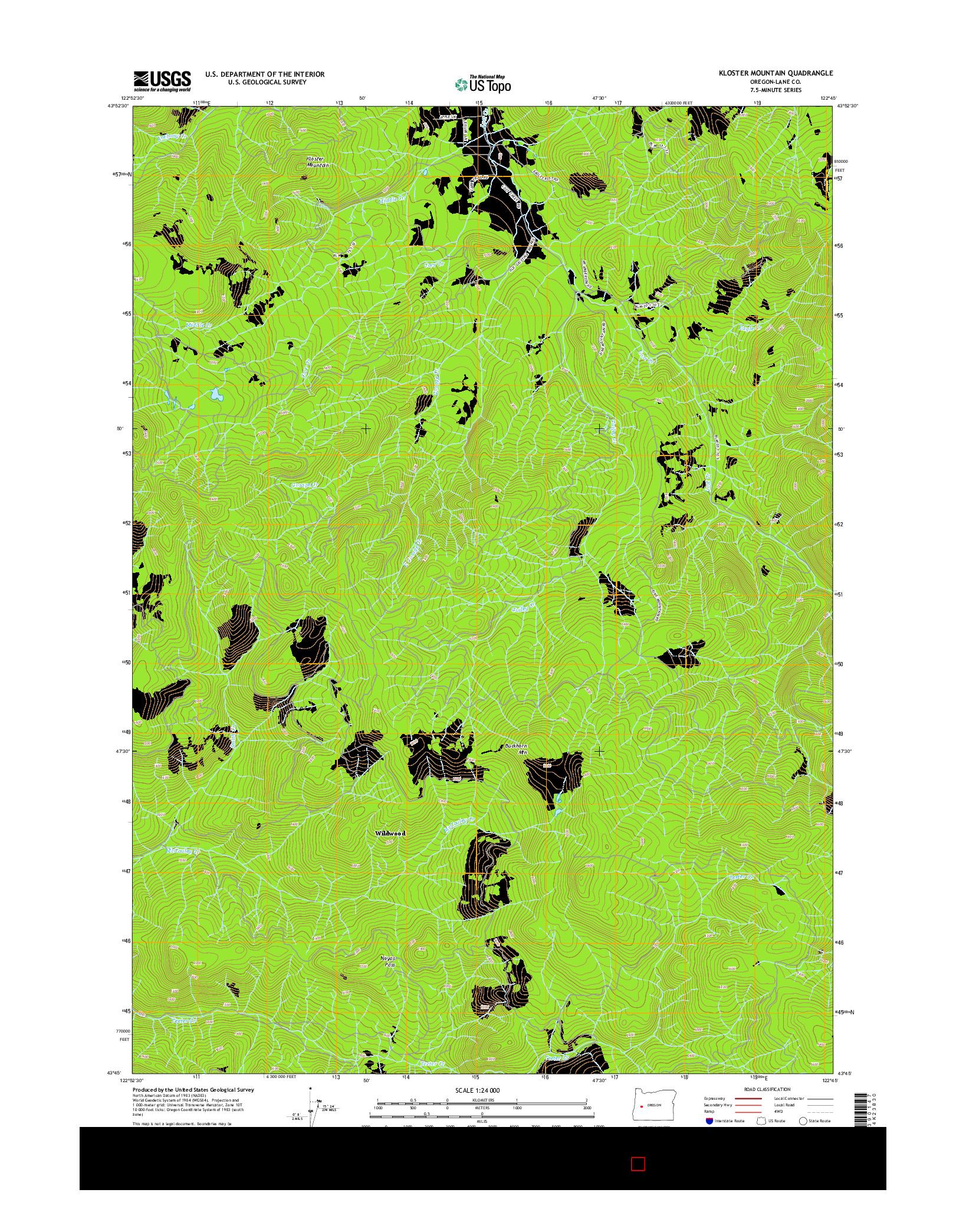 USGS US TOPO 7.5-MINUTE MAP FOR KLOSTER MOUNTAIN, OR 2014