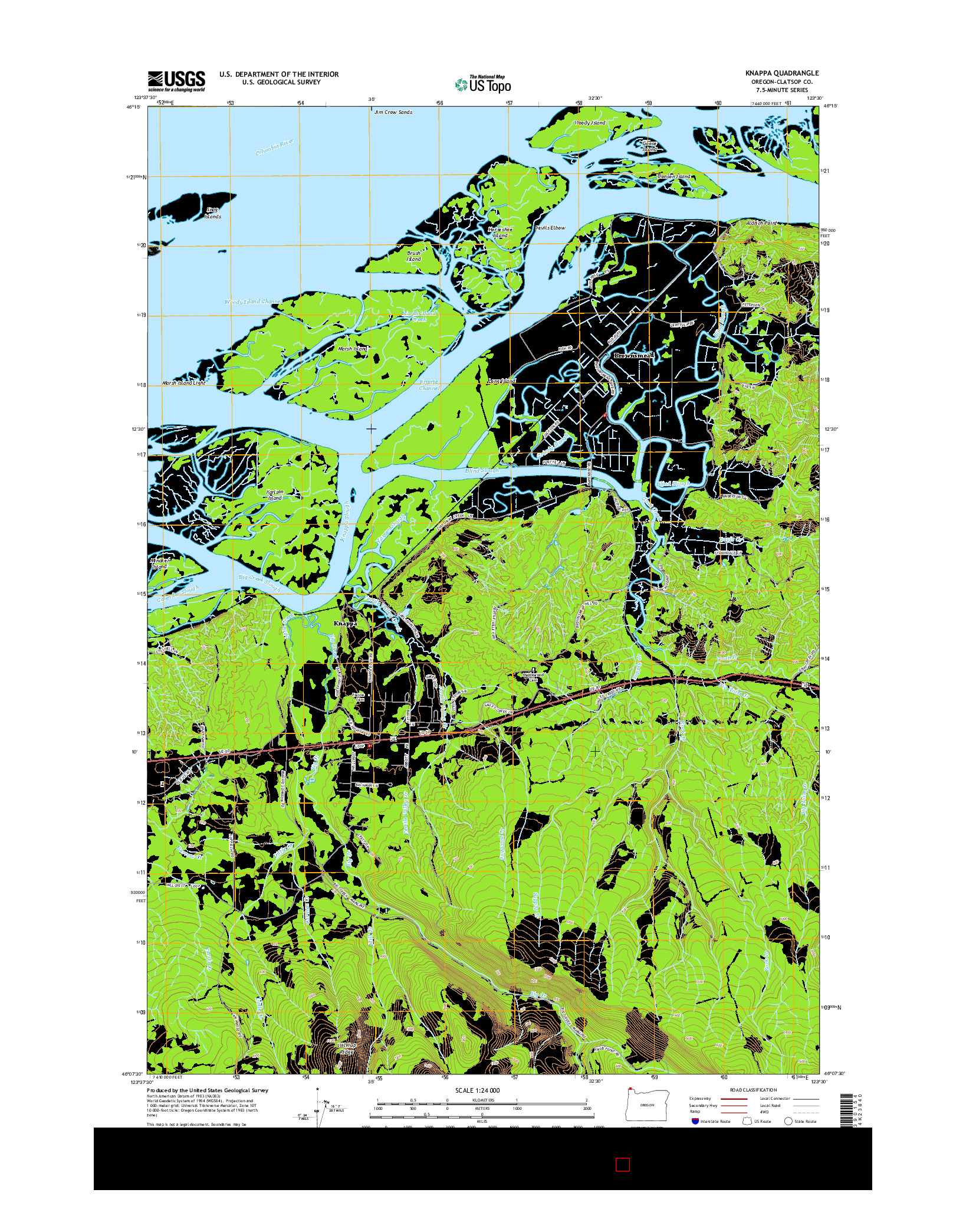 USGS US TOPO 7.5-MINUTE MAP FOR KNAPPA, OR 2014