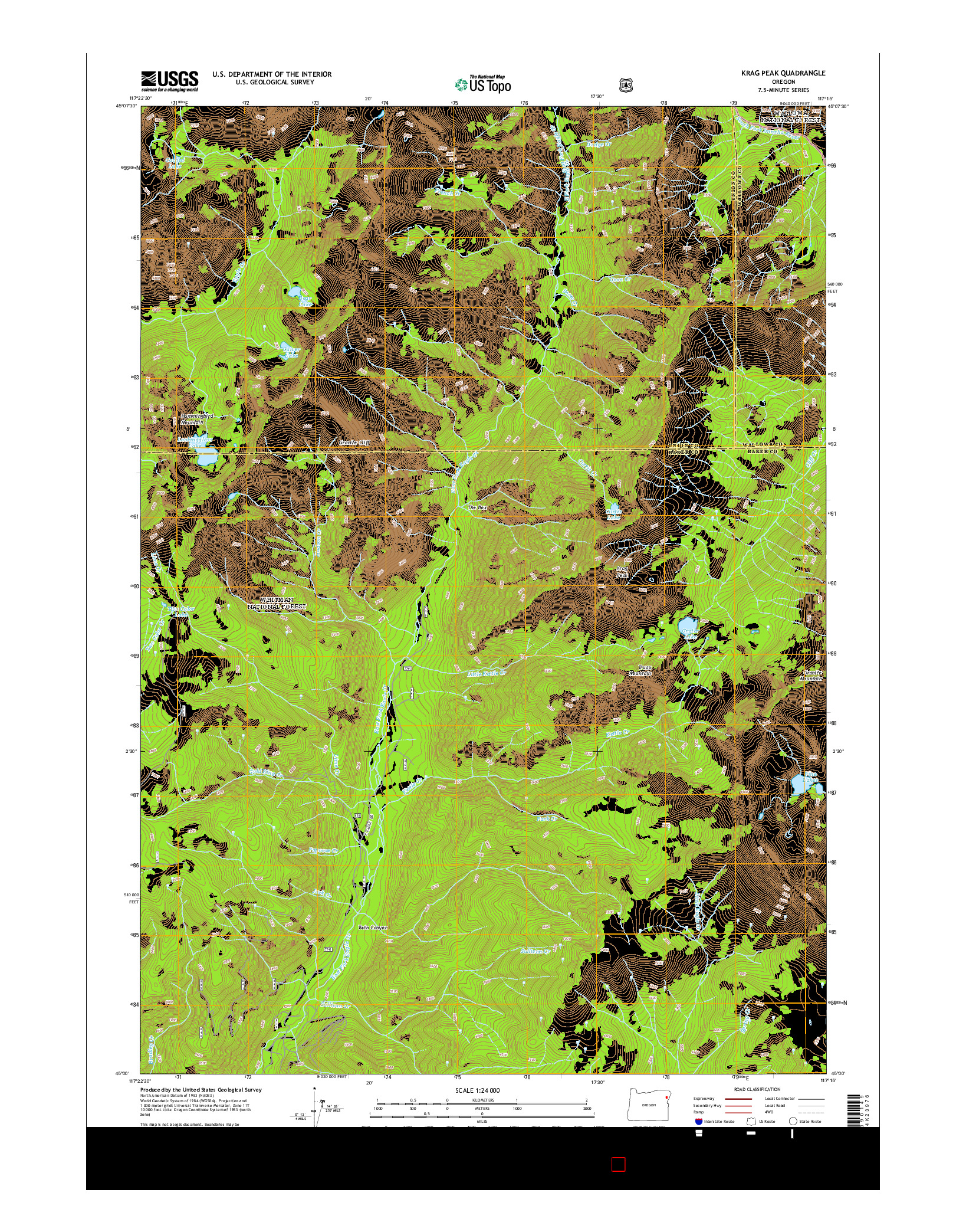 USGS US TOPO 7.5-MINUTE MAP FOR KRAG PEAK, OR 2014