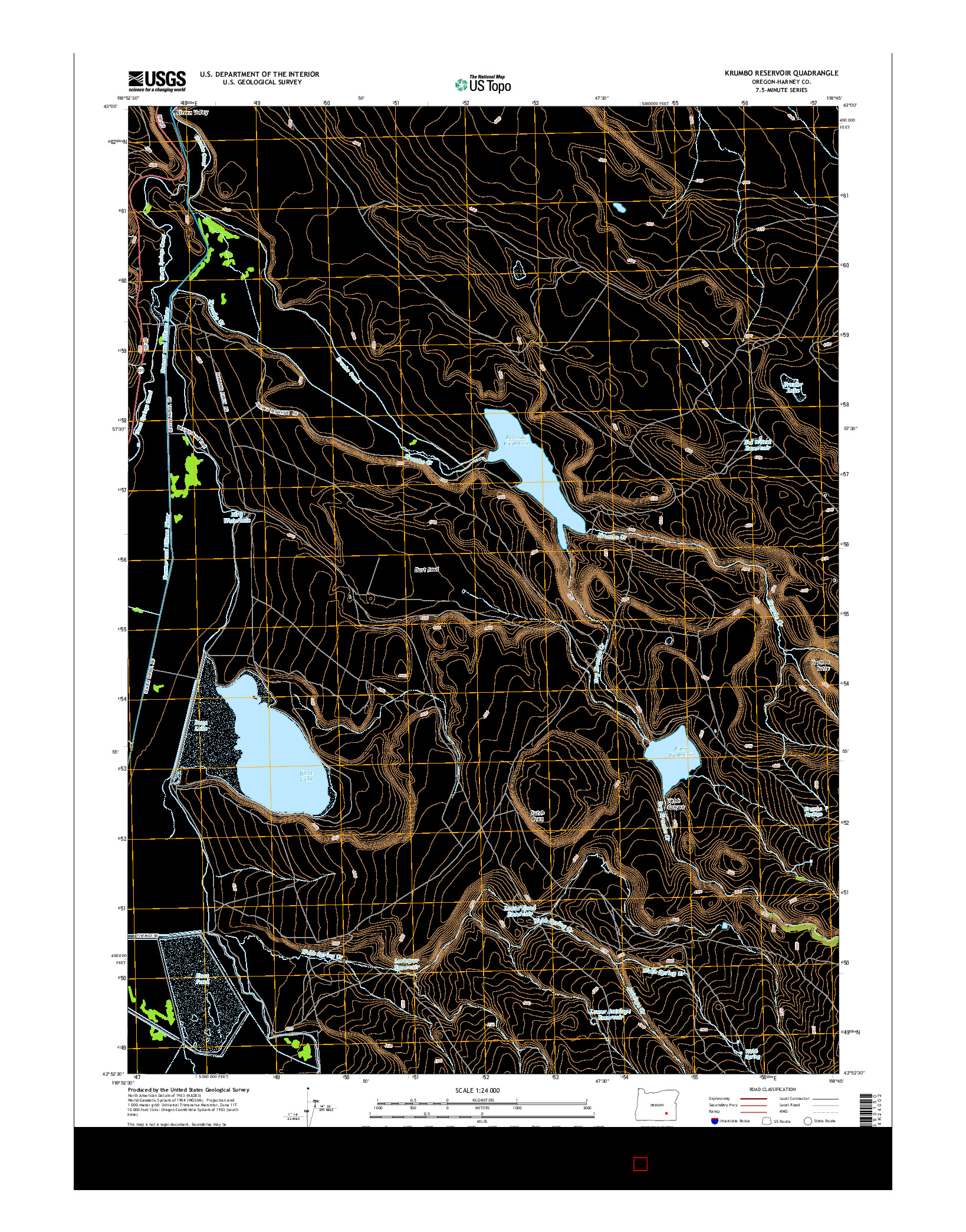 USGS US TOPO 7.5-MINUTE MAP FOR KRUMBO RESERVOIR, OR 2014