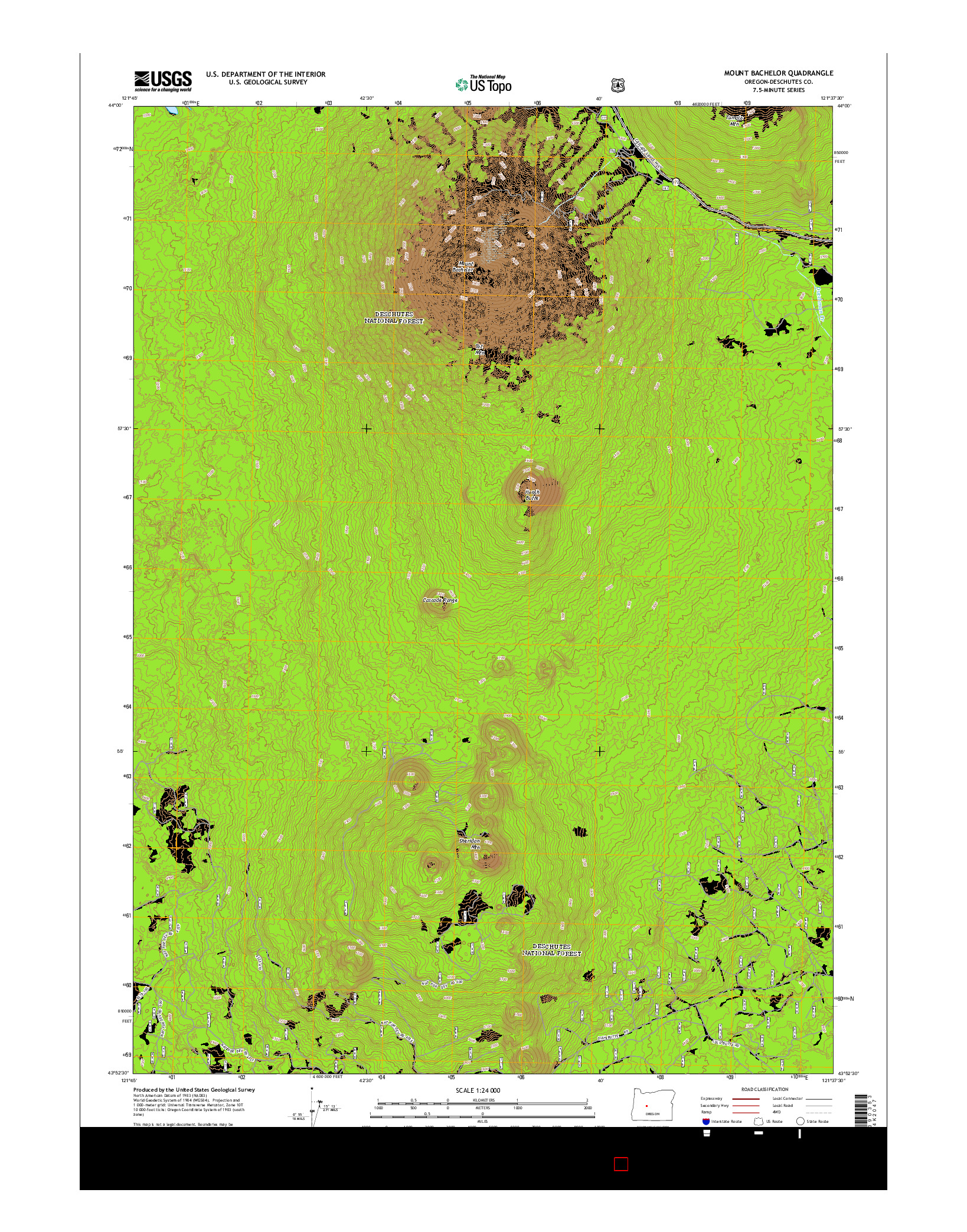 USGS US TOPO 7.5-MINUTE MAP FOR MOUNT BACHELOR, OR 2014