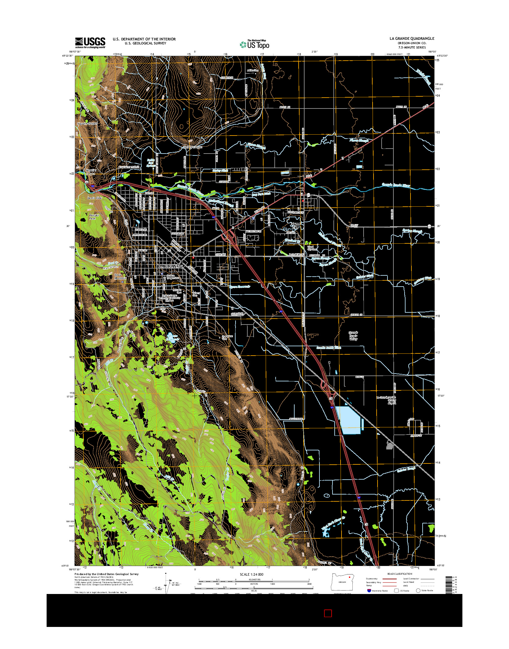 USGS US TOPO 7.5-MINUTE MAP FOR LA GRANDE, OR 2014