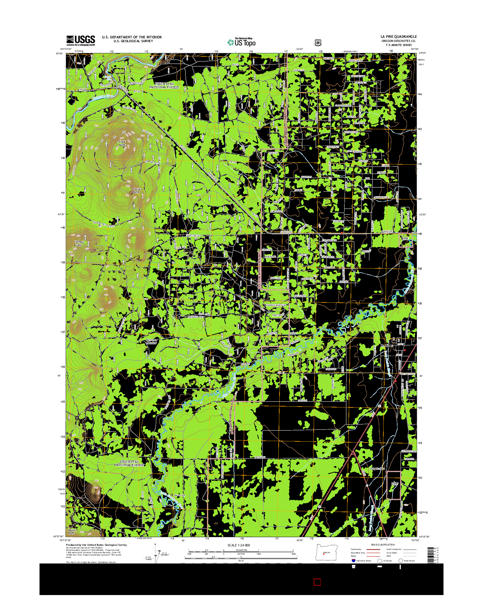 USGS US TOPO 7.5-MINUTE MAP FOR LA PINE, OR 2014