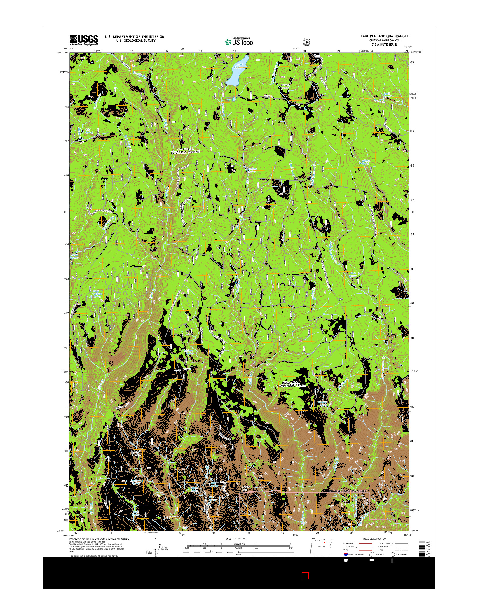 USGS US TOPO 7.5-MINUTE MAP FOR LAKE PENLAND, OR 2014