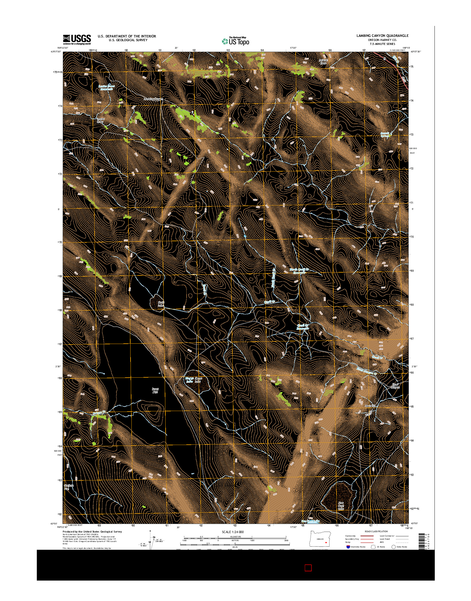 USGS US TOPO 7.5-MINUTE MAP FOR LAMBING CANYON, OR 2014