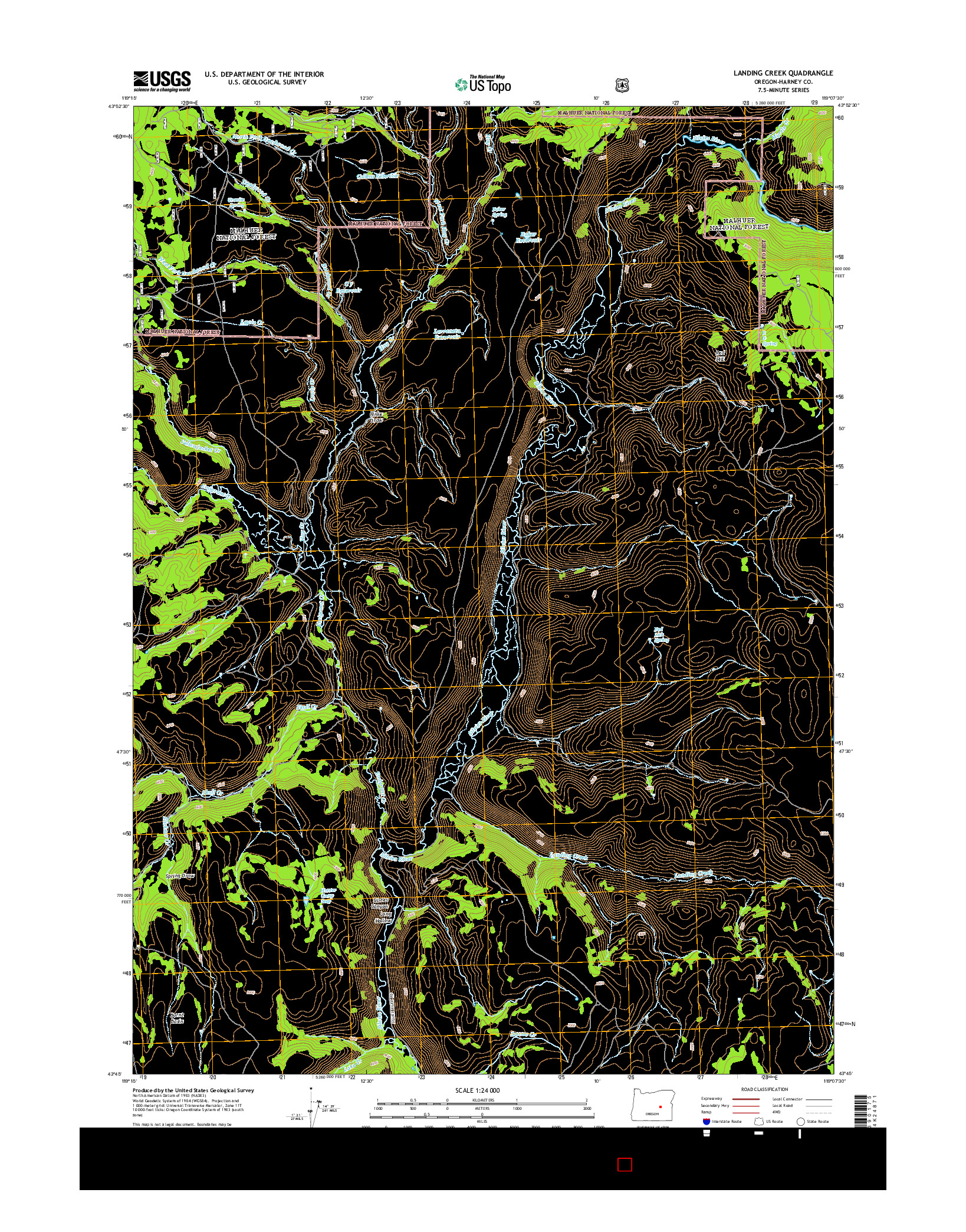 USGS US TOPO 7.5-MINUTE MAP FOR LANDING CREEK, OR 2014