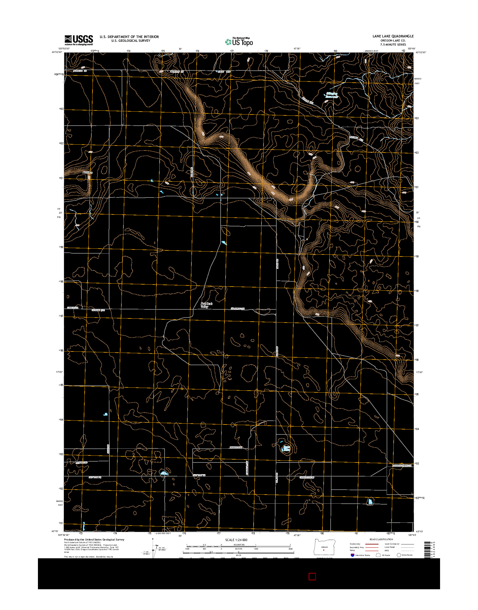 USGS US TOPO 7.5-MINUTE MAP FOR LANE LAKE, OR 2014