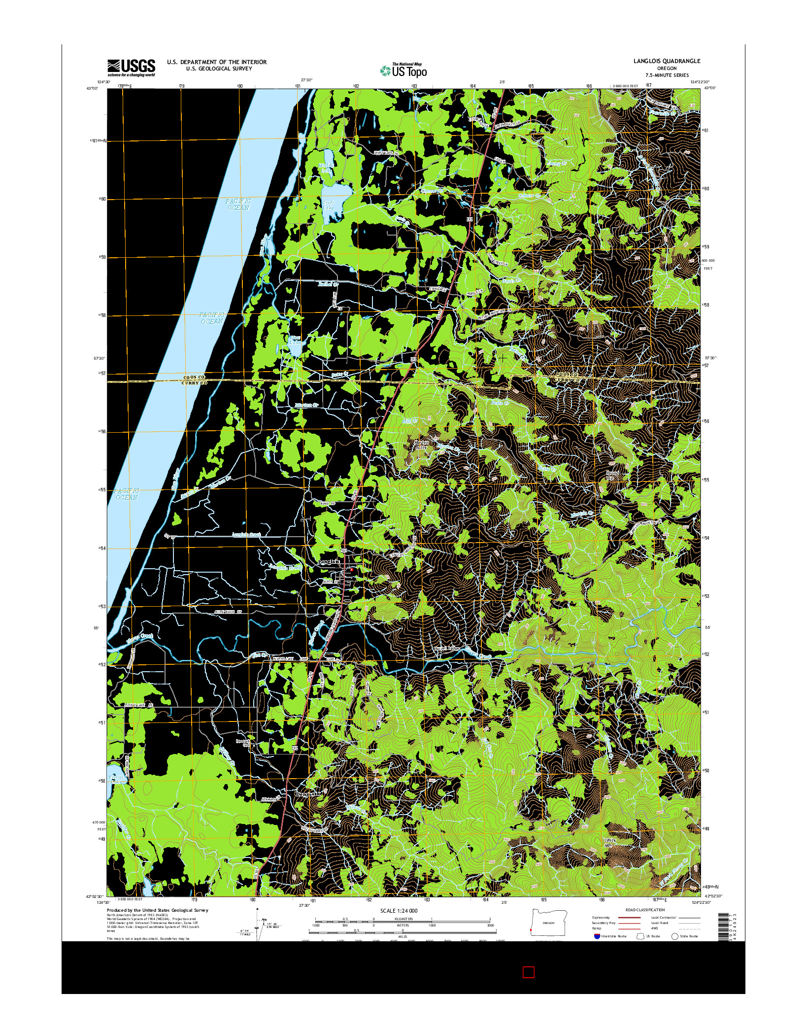 USGS US TOPO 7.5-MINUTE MAP FOR LANGLOIS, OR 2014