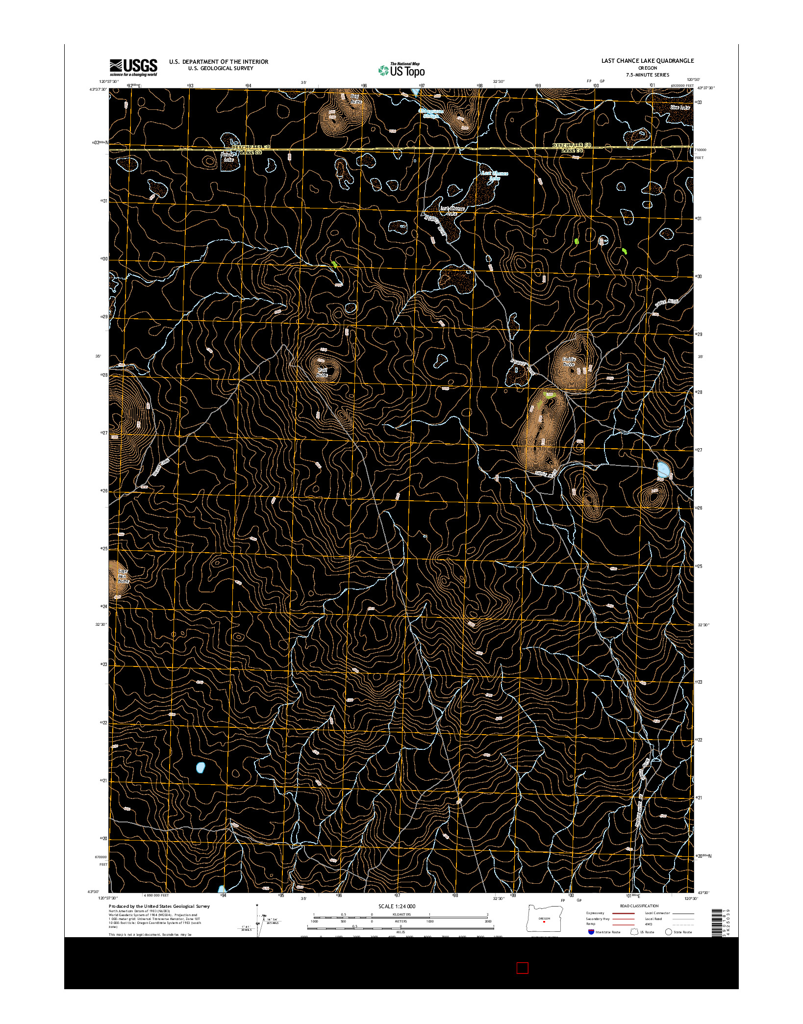 USGS US TOPO 7.5-MINUTE MAP FOR LAST CHANCE LAKE, OR 2014