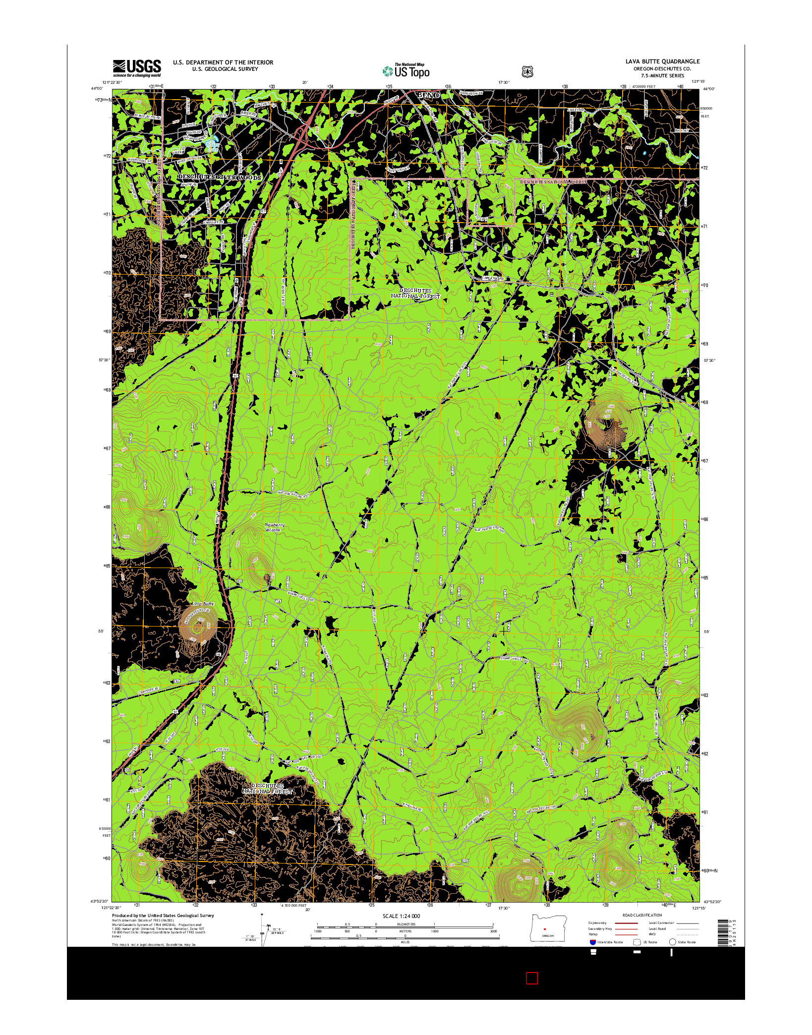 USGS US TOPO 7.5-MINUTE MAP FOR LAVA BUTTE, OR 2014