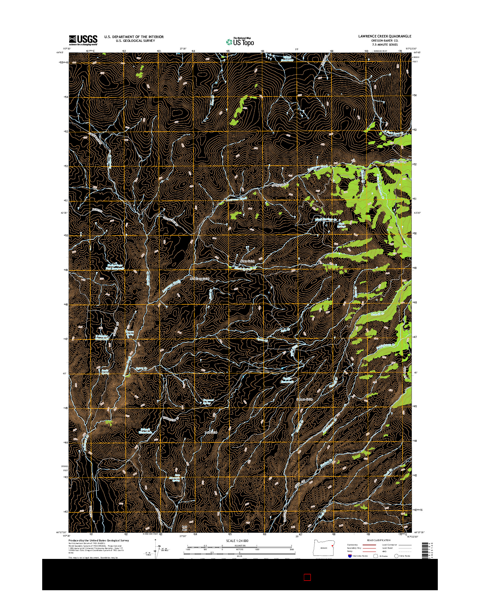 USGS US TOPO 7.5-MINUTE MAP FOR LAWRENCE CREEK, OR 2014