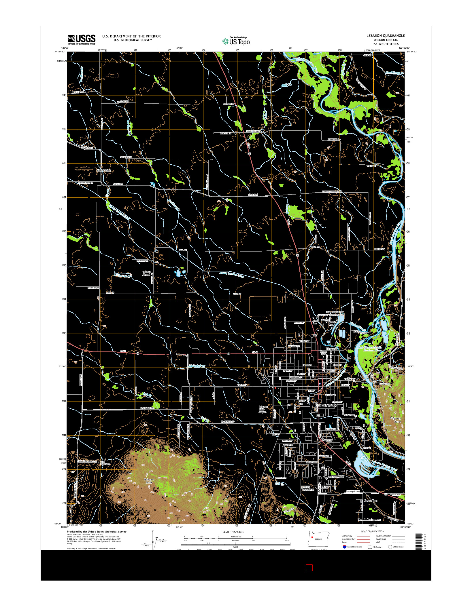 USGS US TOPO 7.5-MINUTE MAP FOR LEBANON, OR 2014