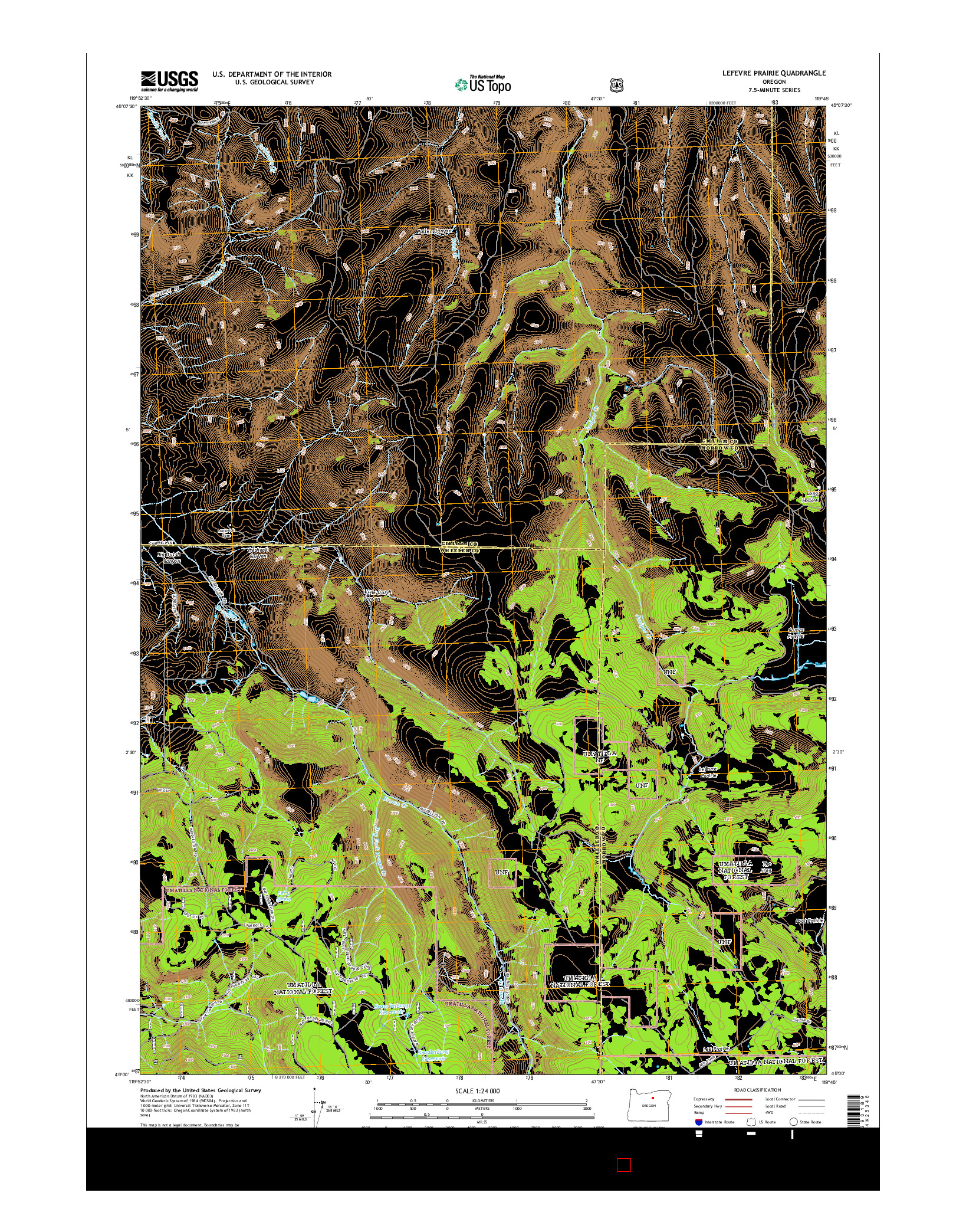 USGS US TOPO 7.5-MINUTE MAP FOR LEFEVRE PRAIRIE, OR 2014