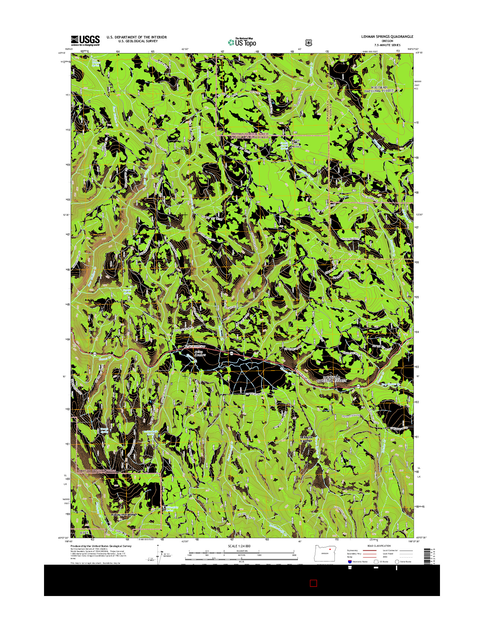 USGS US TOPO 7.5-MINUTE MAP FOR LEHMAN SPRINGS, OR 2014