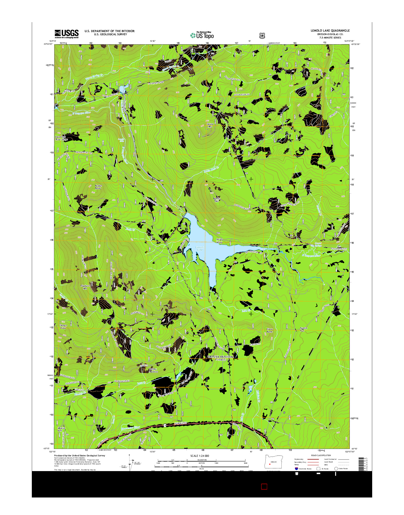 USGS US TOPO 7.5-MINUTE MAP FOR LEMOLO LAKE, OR 2014