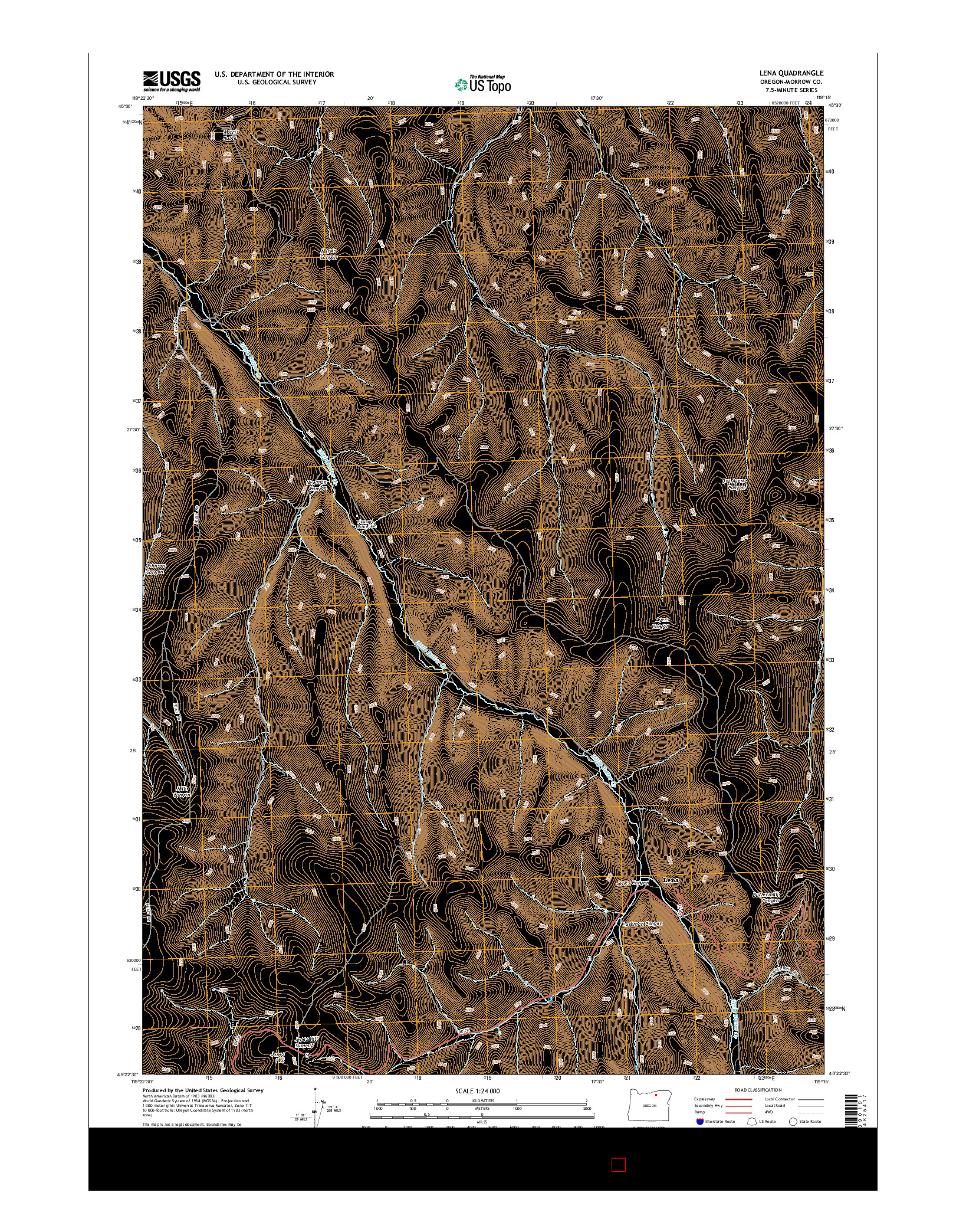 USGS US TOPO 7.5-MINUTE MAP FOR LENA, OR 2014