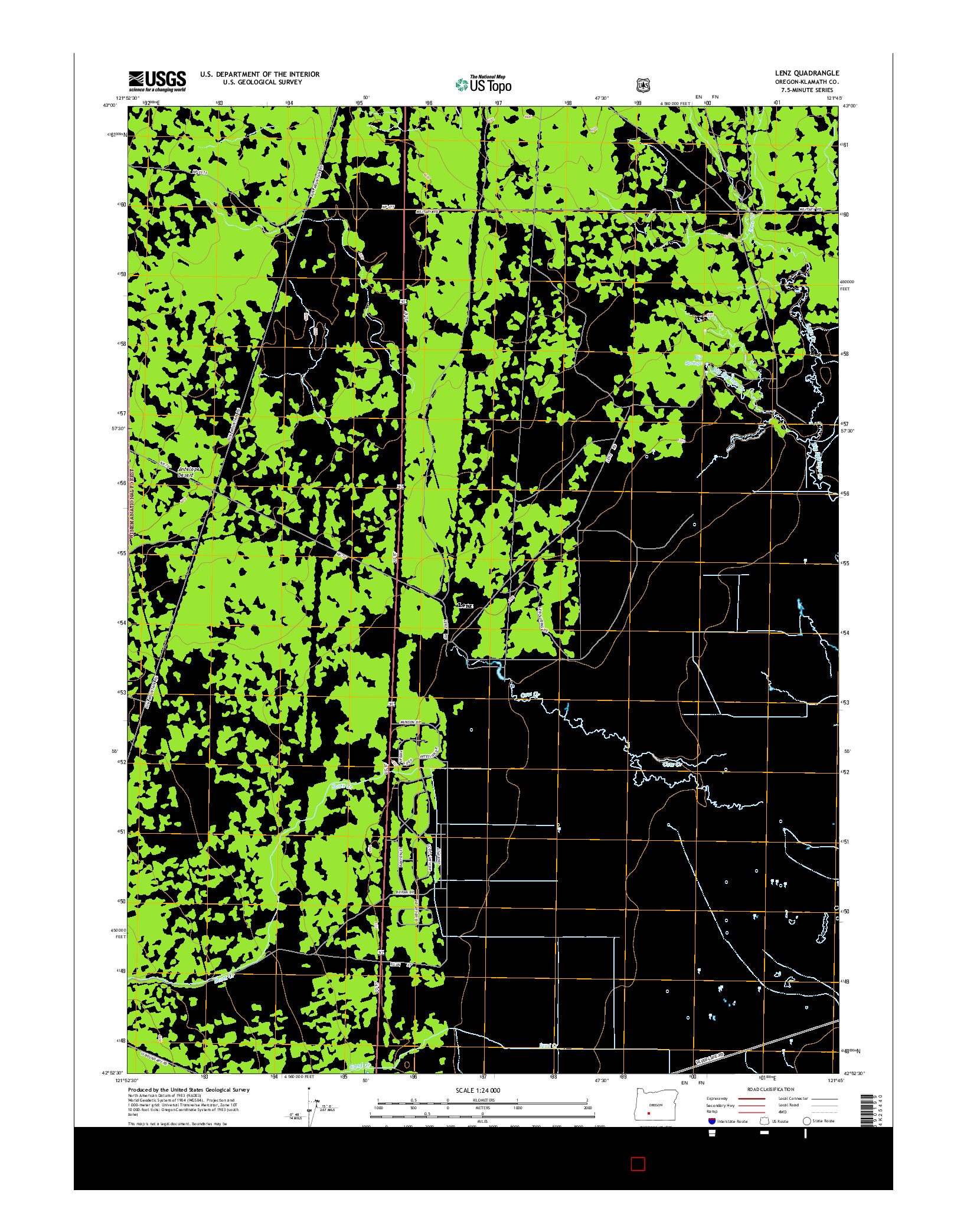 USGS US TOPO 7.5-MINUTE MAP FOR LENZ, OR 2014