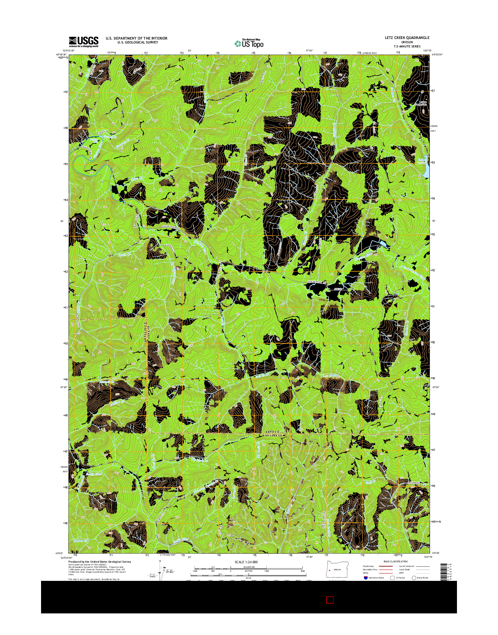 USGS US TOPO 7.5-MINUTE MAP FOR LETZ CREEK, OR 2014