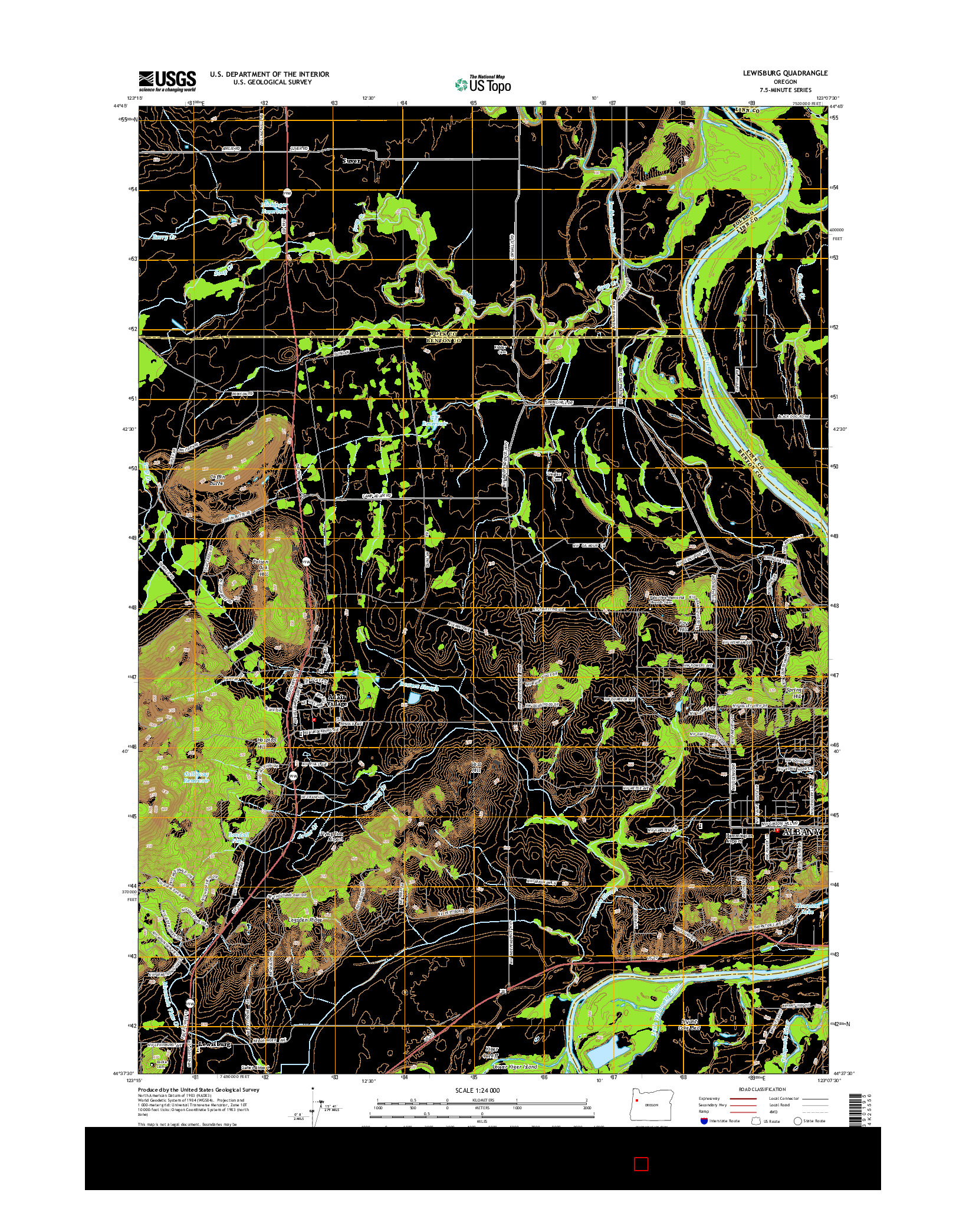 USGS US TOPO 7.5-MINUTE MAP FOR LEWISBURG, OR 2014