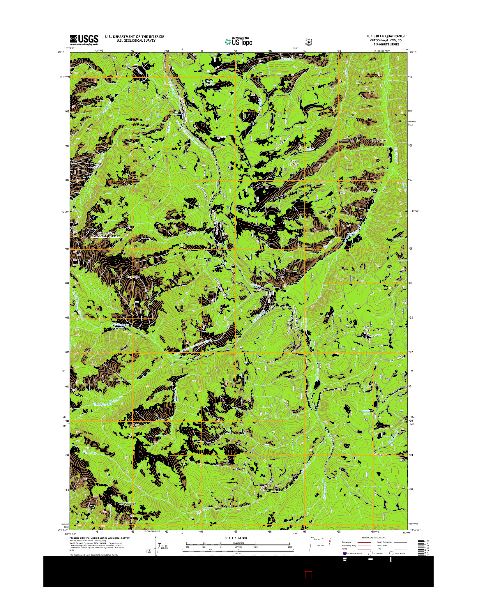 USGS US TOPO 7.5-MINUTE MAP FOR LICK CREEK, OR 2014