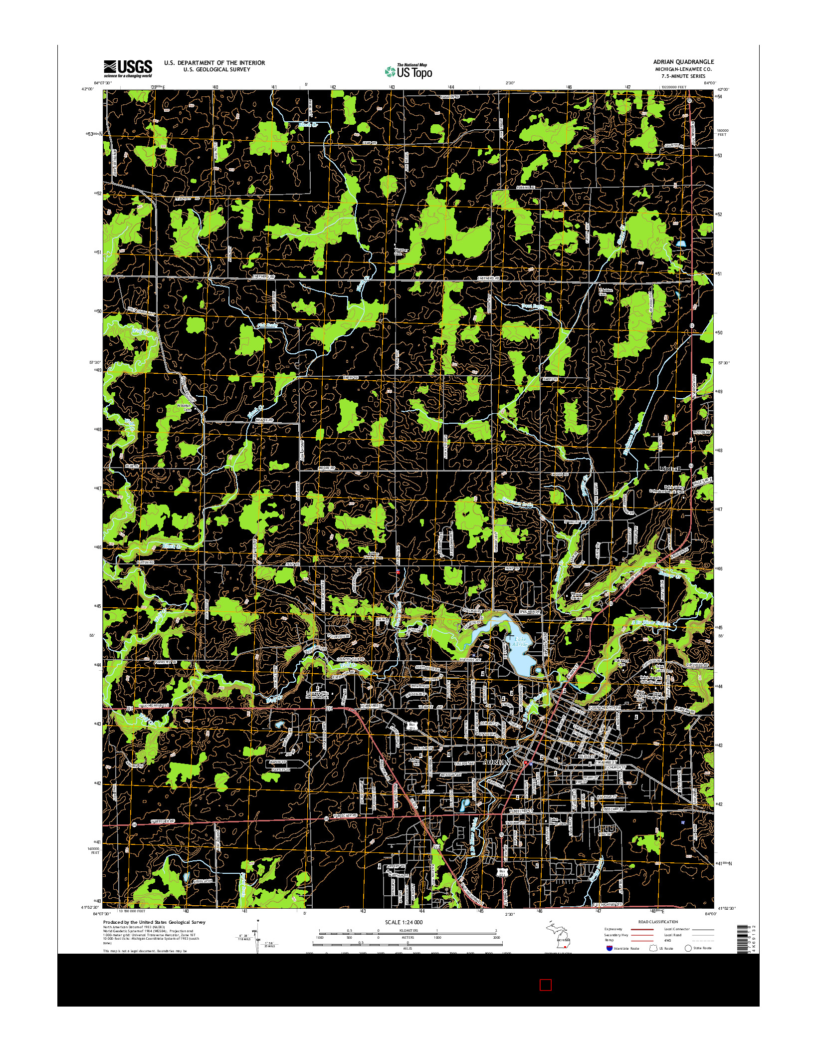 USGS US TOPO 7.5-MINUTE MAP FOR ADRIAN, MI 2014