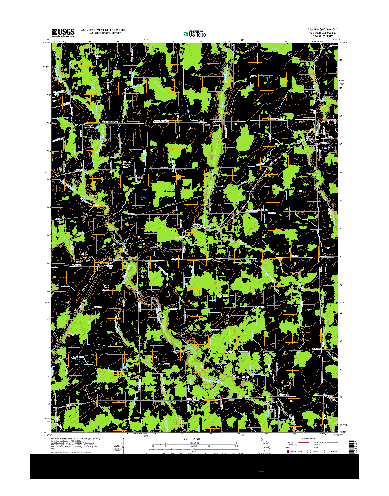 USGS US TOPO 7.5-MINUTE MAP FOR ARMADA, MI 2014