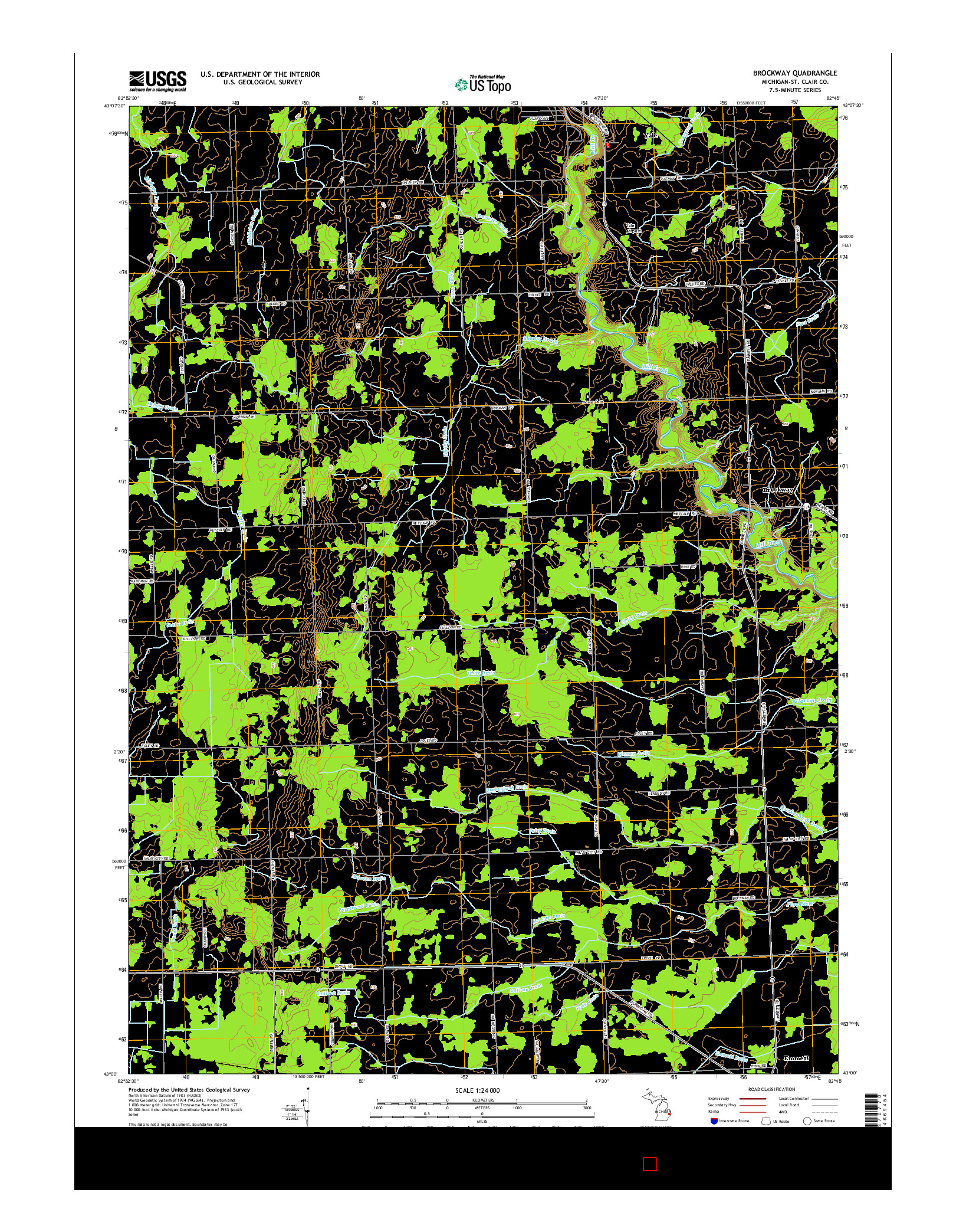 USGS US TOPO 7.5-MINUTE MAP FOR BROCKWAY, MI 2014