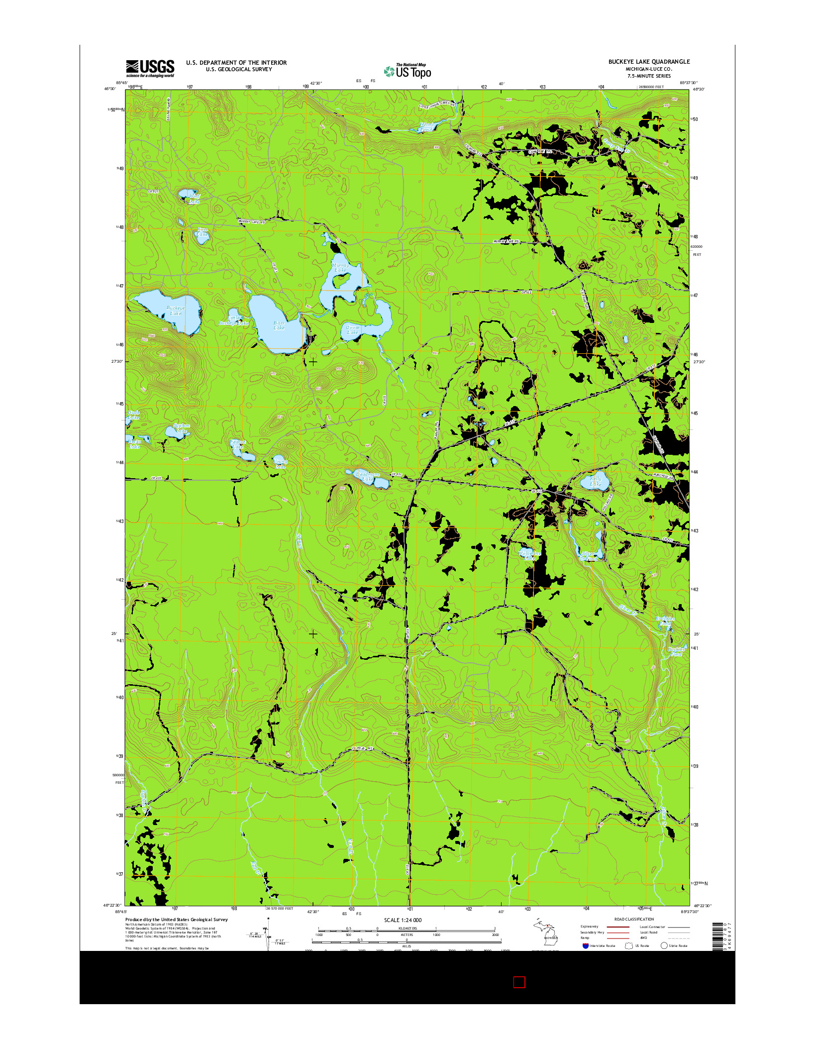 USGS US TOPO 7.5-MINUTE MAP FOR BUCKEYE LAKE, MI 2014