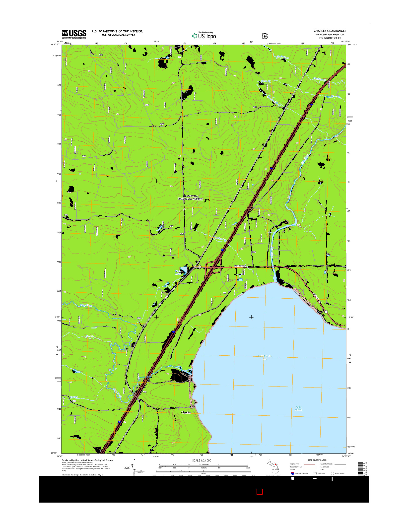 USGS US TOPO 7.5-MINUTE MAP FOR CHARLES, MI 2014