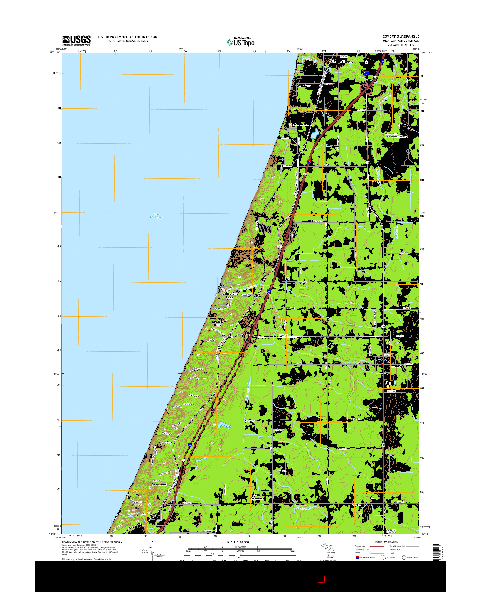 USGS US TOPO 7.5-MINUTE MAP FOR COVERT, MI 2014