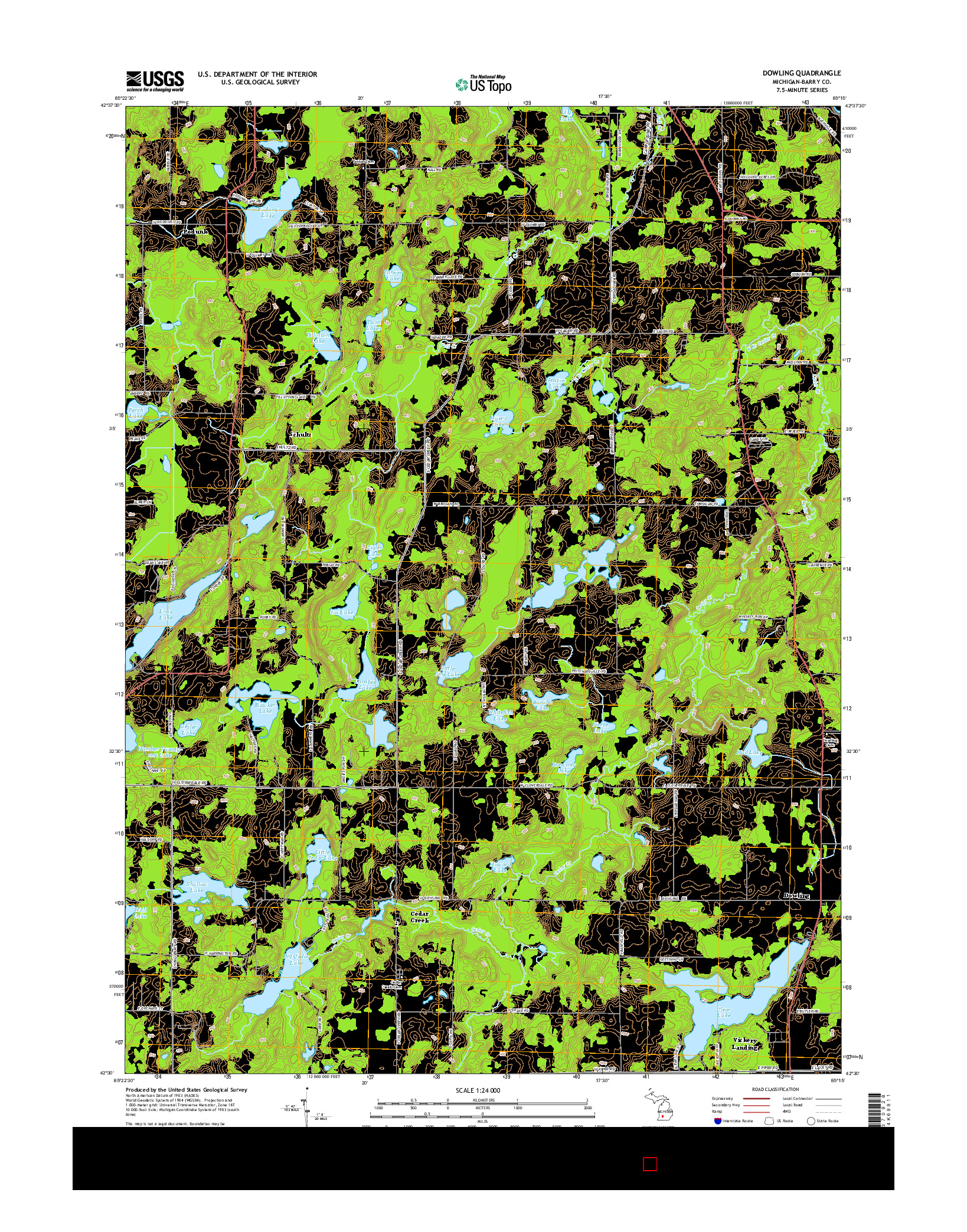 USGS US TOPO 7.5-MINUTE MAP FOR DOWLING, MI 2014