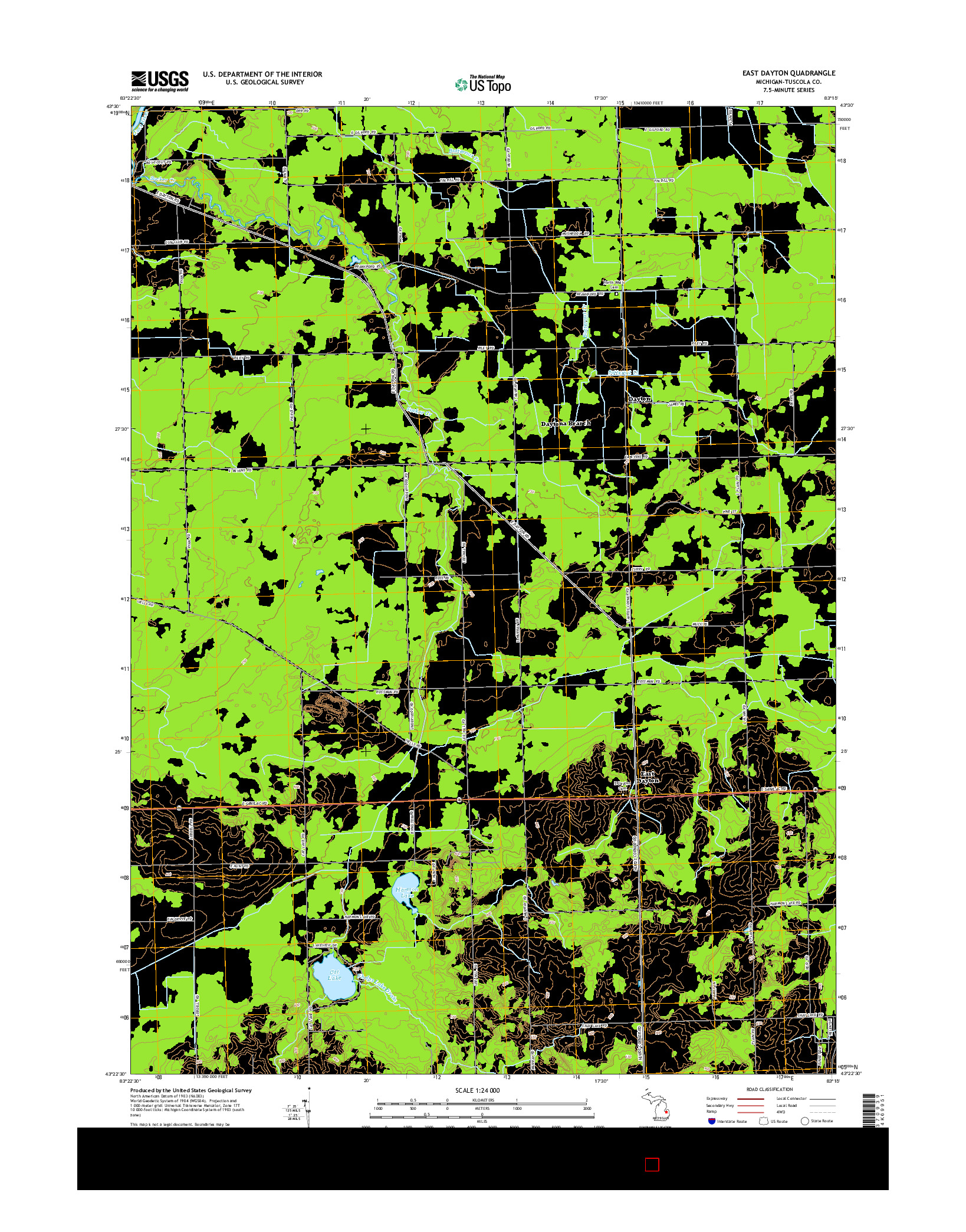 USGS US TOPO 7.5-MINUTE MAP FOR EAST DAYTON, MI 2014