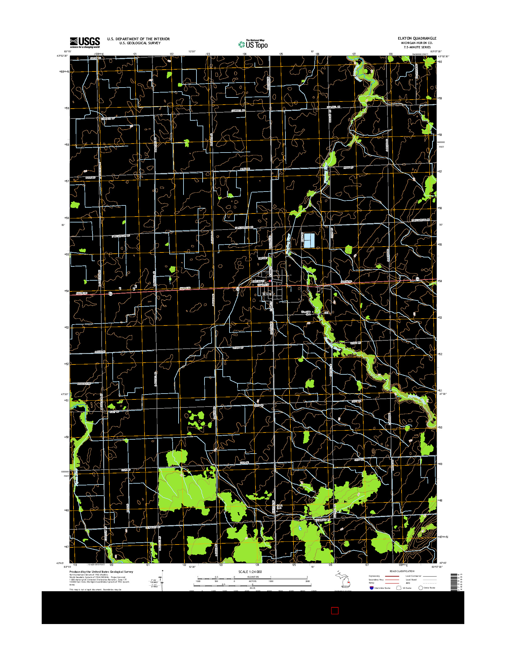 USGS US TOPO 7.5-MINUTE MAP FOR ELKTON, MI 2014