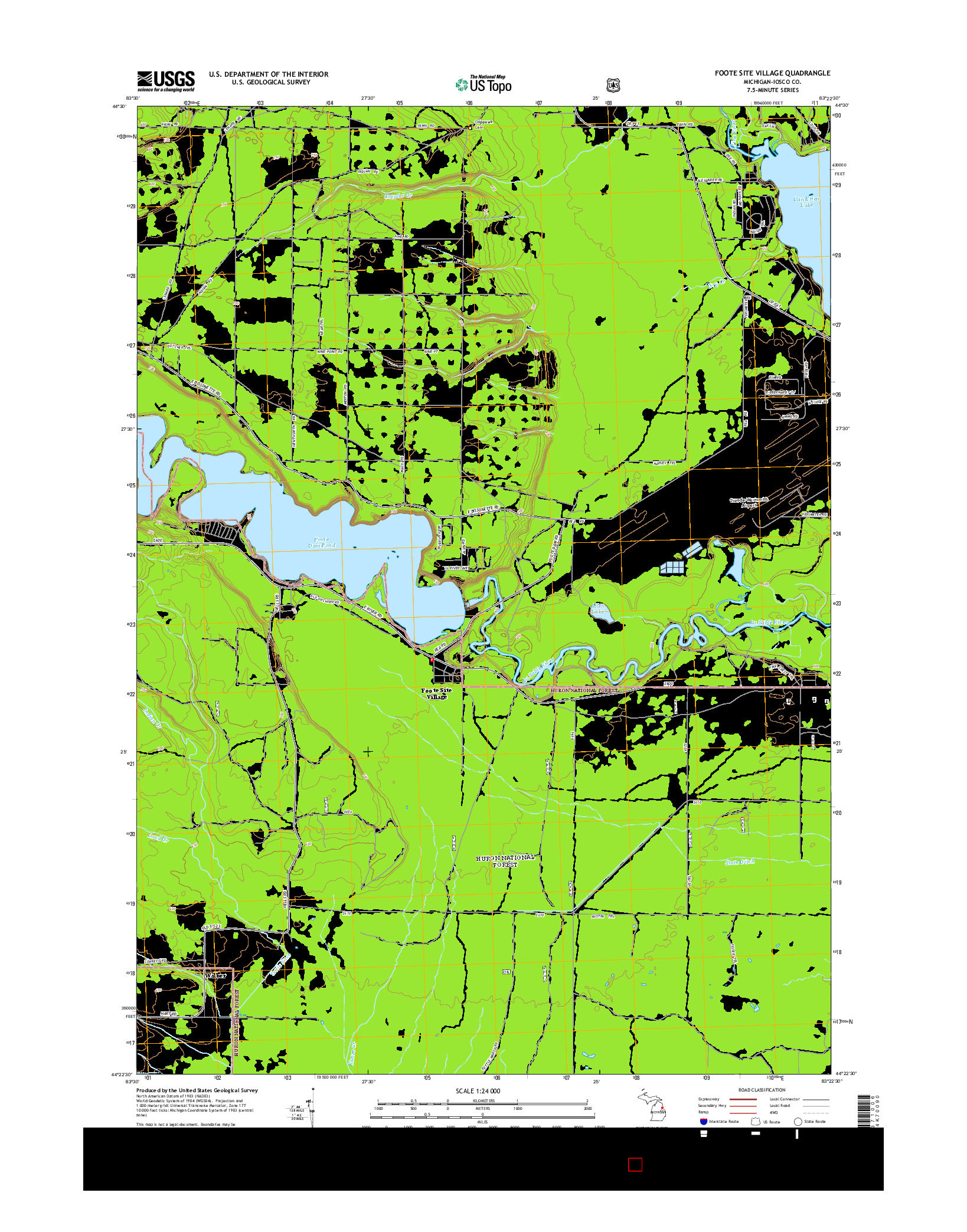 USGS US TOPO 7.5-MINUTE MAP FOR FOOTE SITE VILLAGE, MI 2014