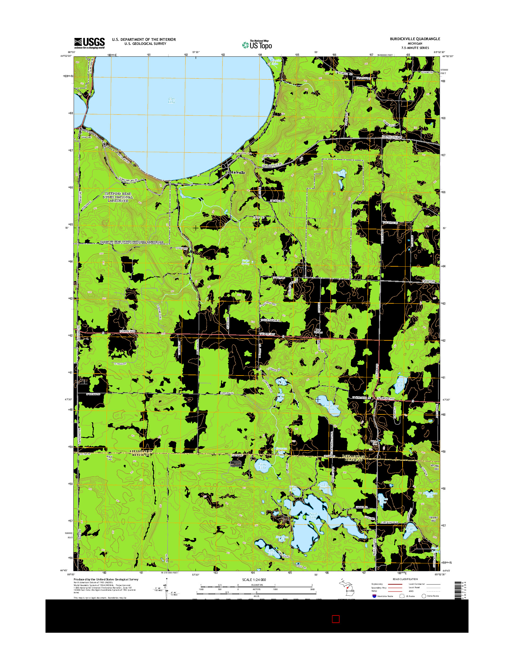 USGS US TOPO 7.5-MINUTE MAP FOR BURDICKVILLE, MI 2014