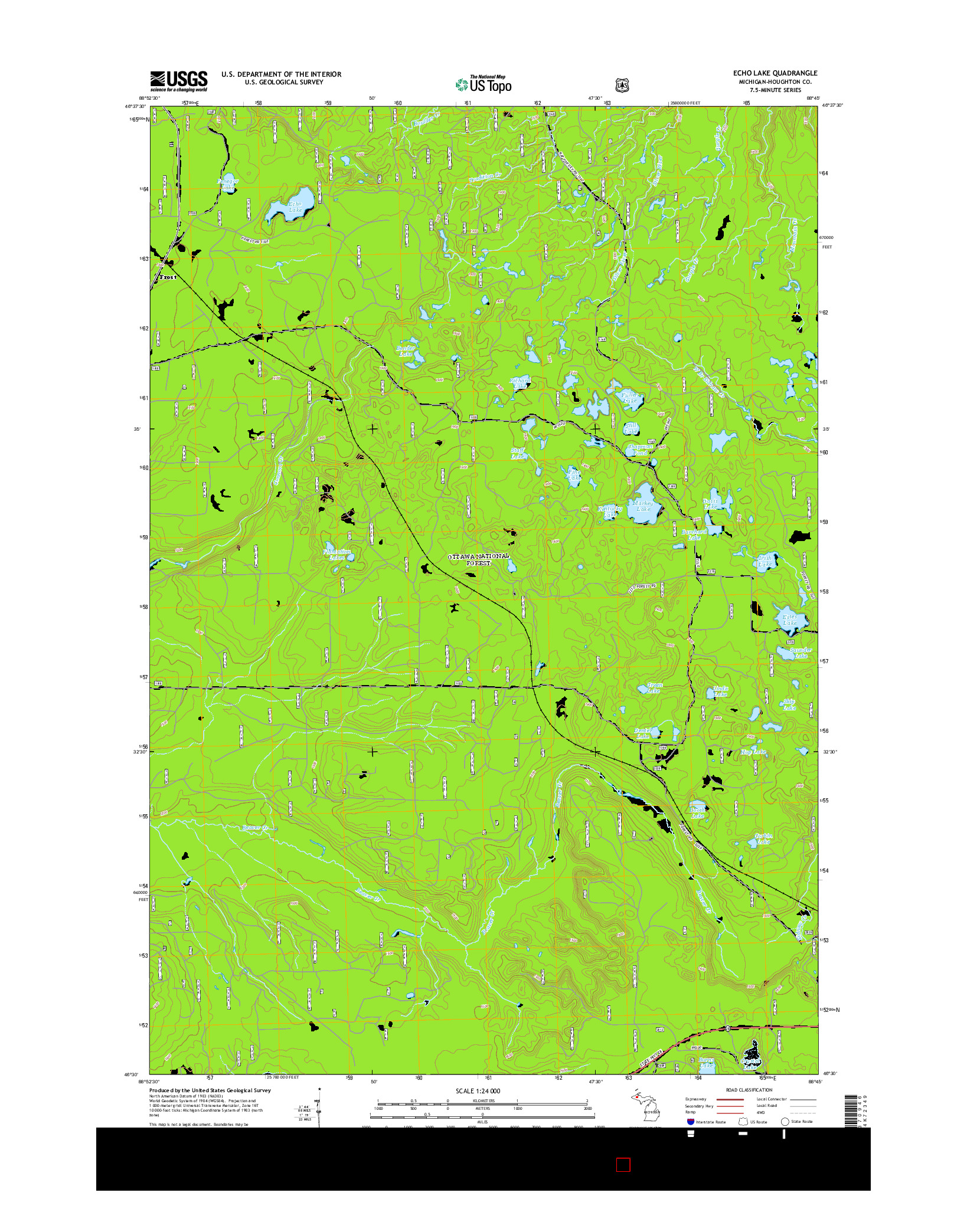 USGS US TOPO 7.5-MINUTE MAP FOR ECHO LAKE, MI 2014