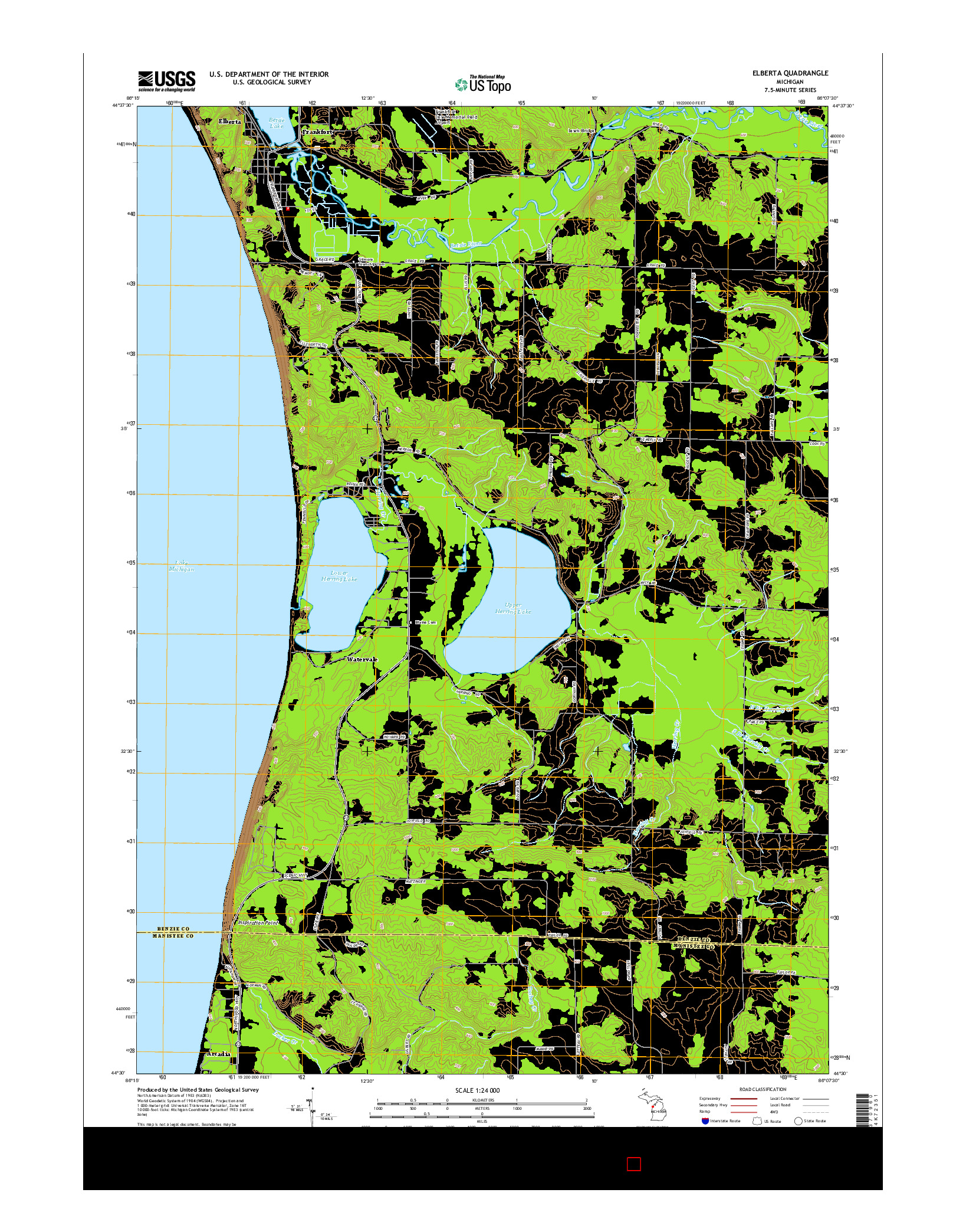 USGS US TOPO 7.5-MINUTE MAP FOR ELBERTA, MI 2014