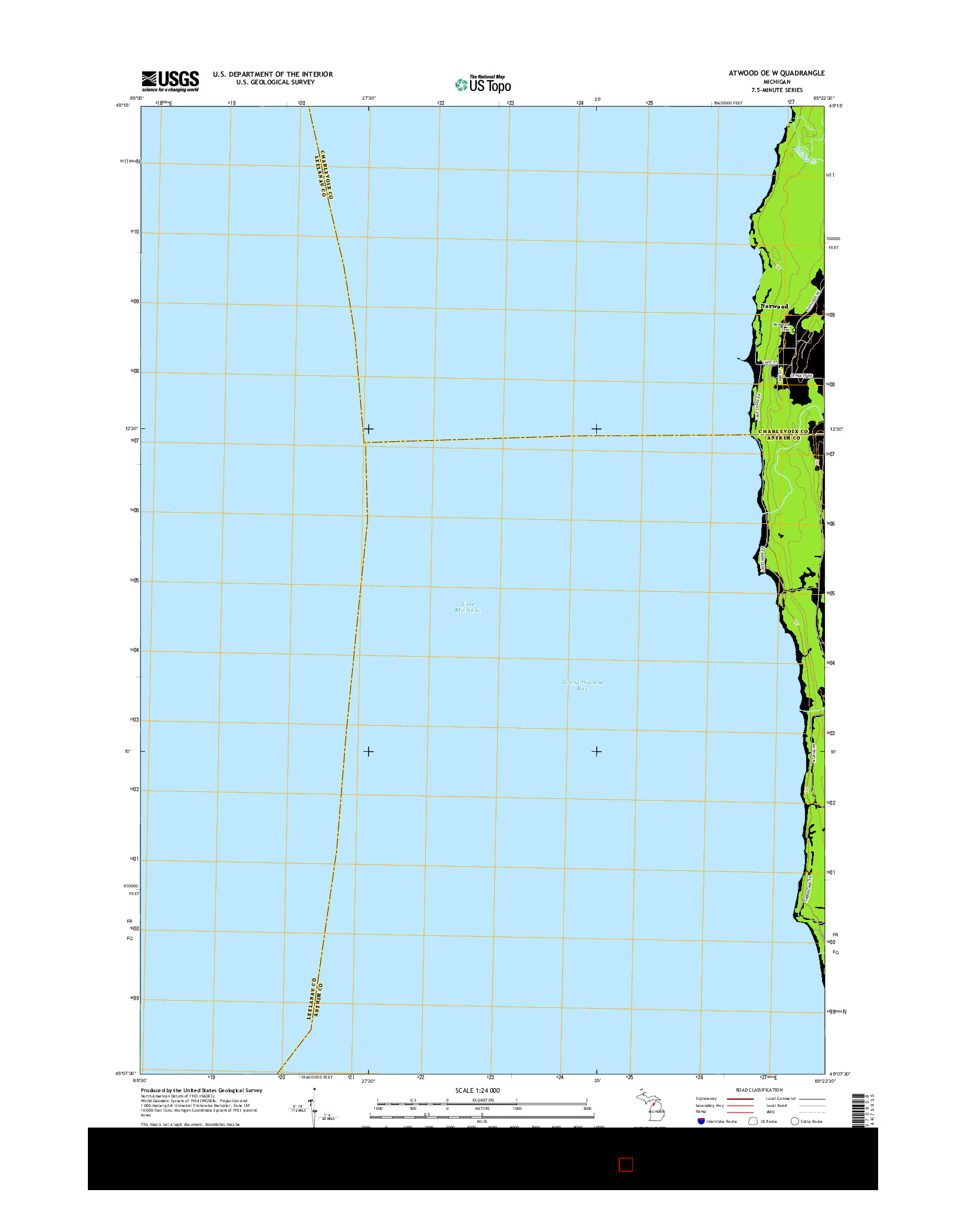 USGS US TOPO 7.5-MINUTE MAP FOR ATWOOD OE W, MI 2014