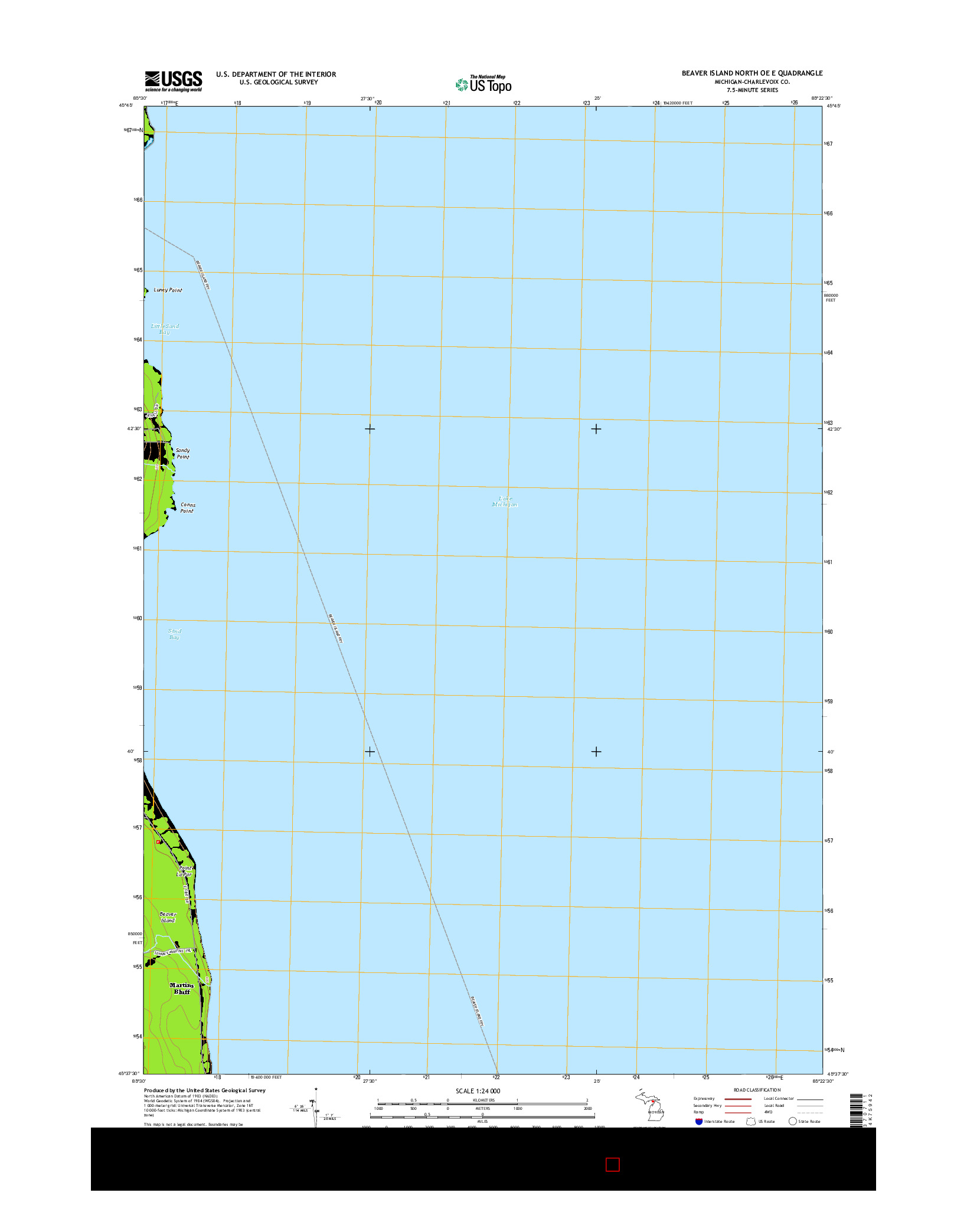 USGS US TOPO 7.5-MINUTE MAP FOR BEAVER ISLAND NORTH OE E, MI 2014