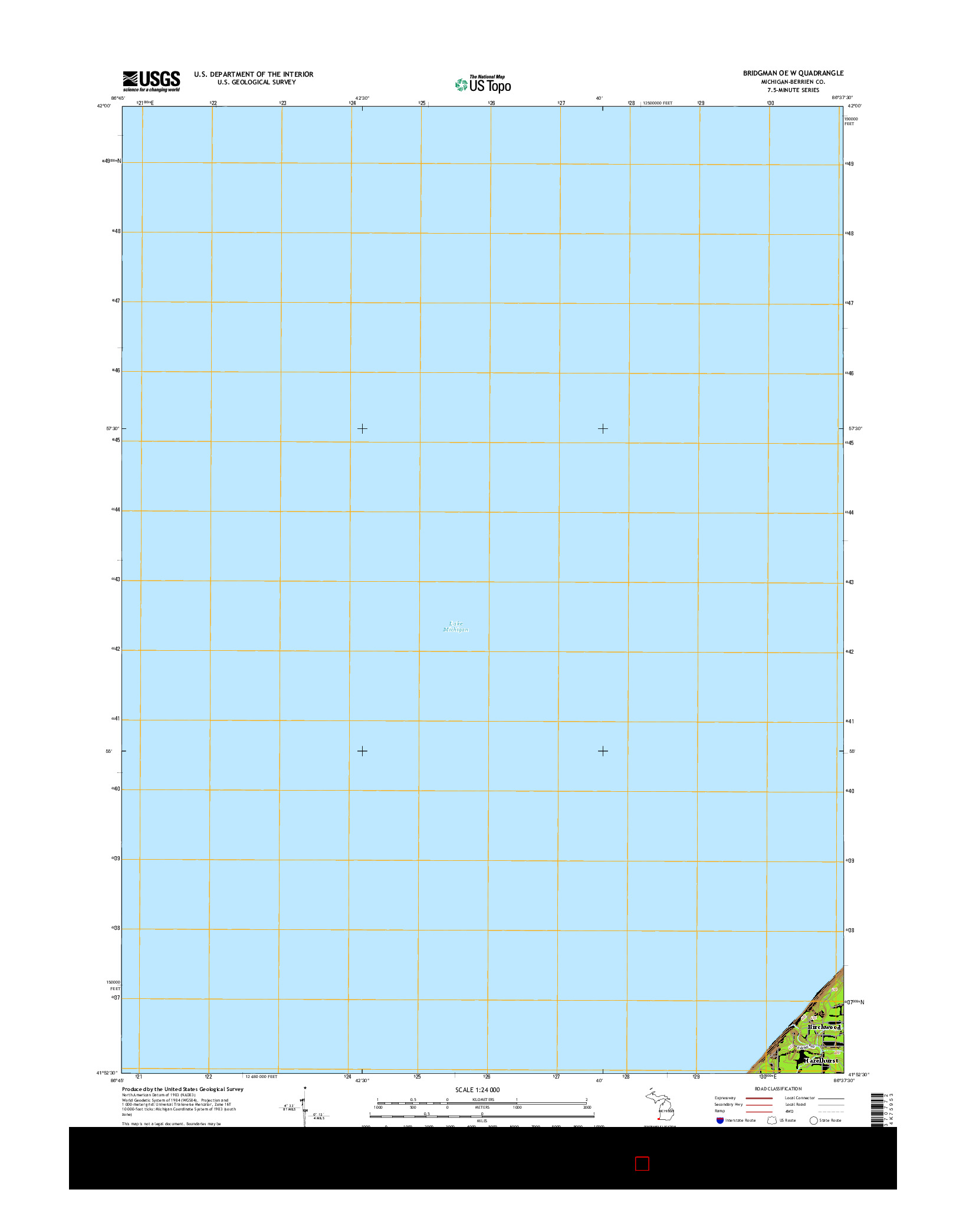 USGS US TOPO 7.5-MINUTE MAP FOR BRIDGMAN OE W, MI 2014