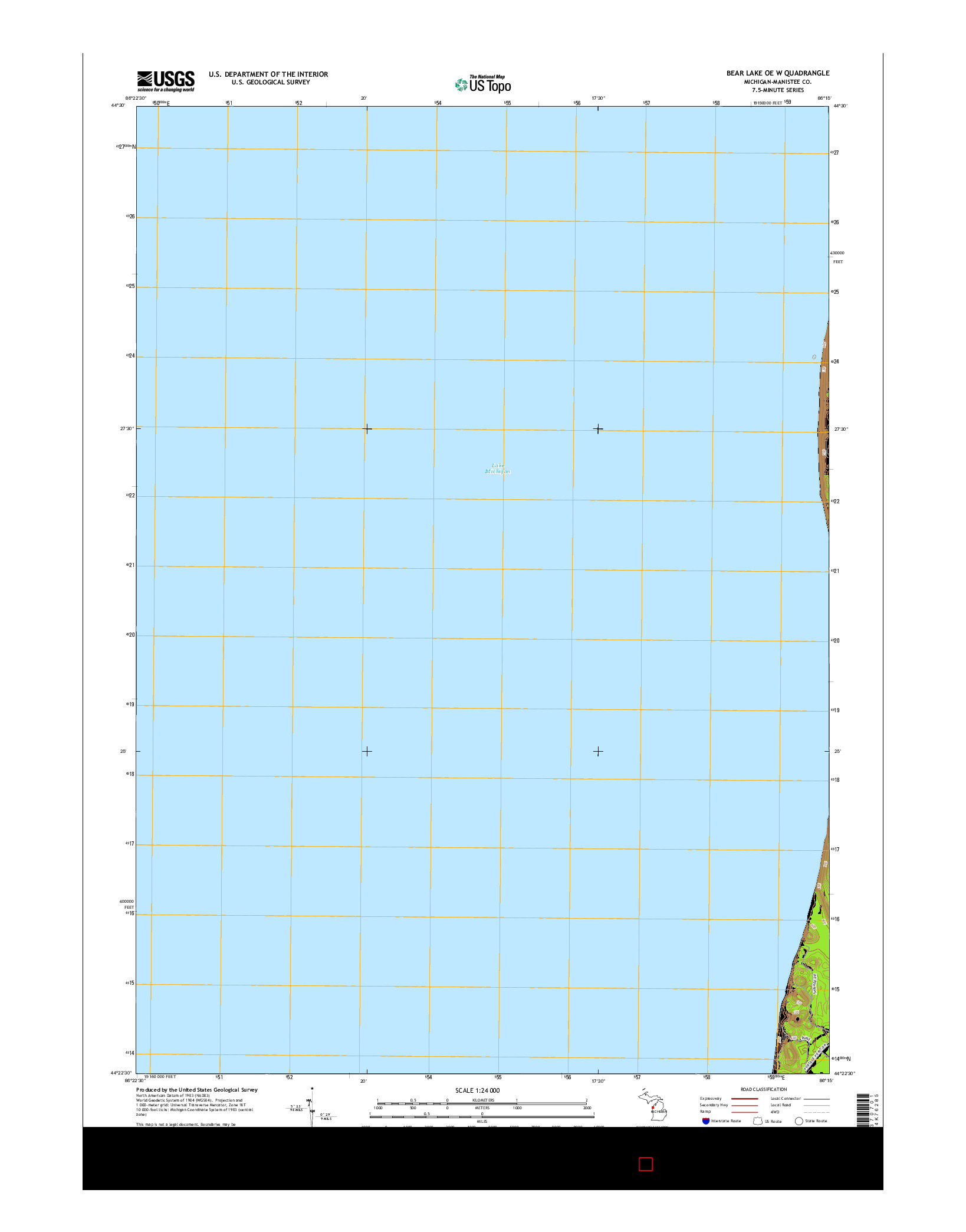 USGS US TOPO 7.5-MINUTE MAP FOR BEAR LAKE OE W, MI 2014