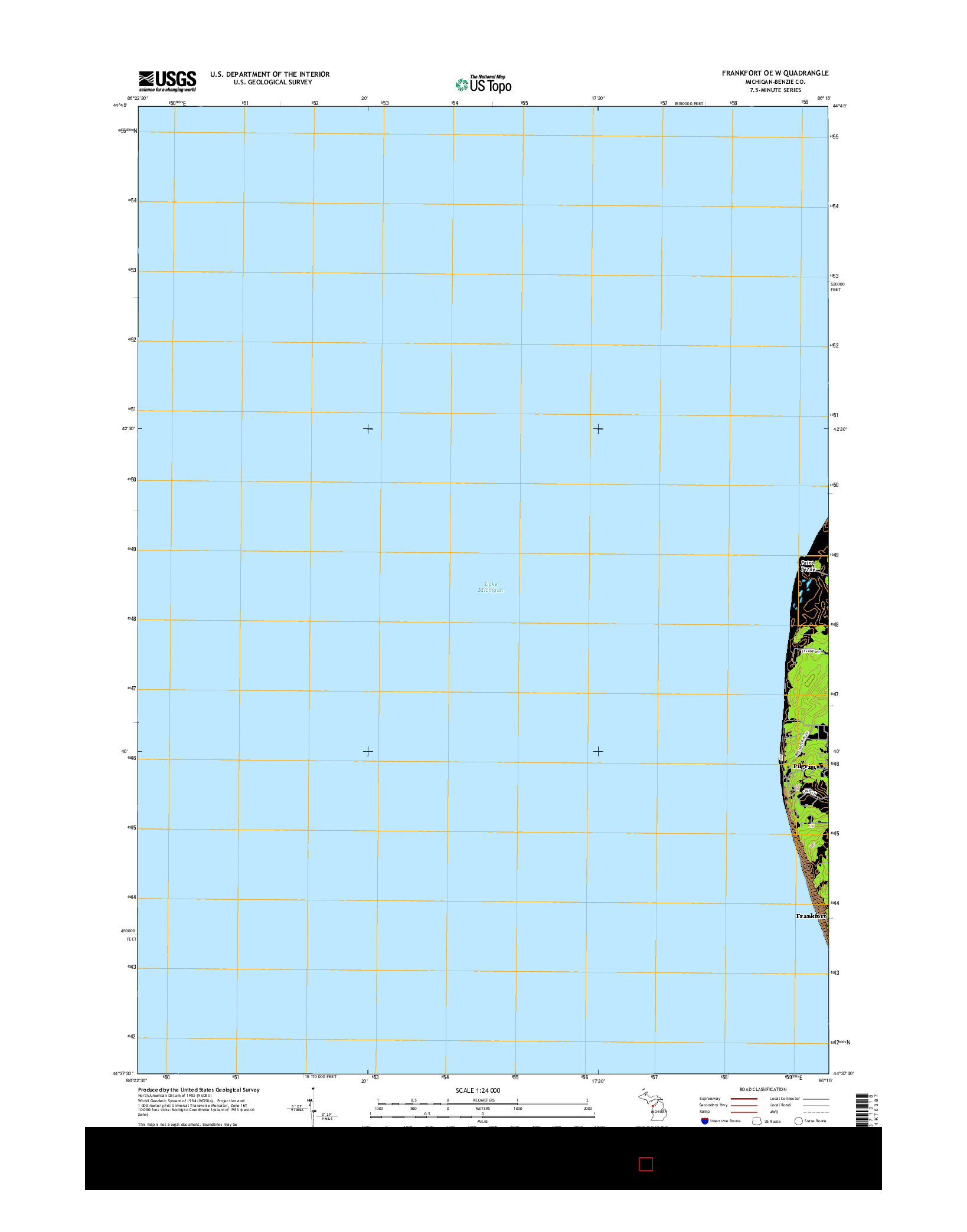 USGS US TOPO 7.5-MINUTE MAP FOR FRANKFORT OE W, MI 2014