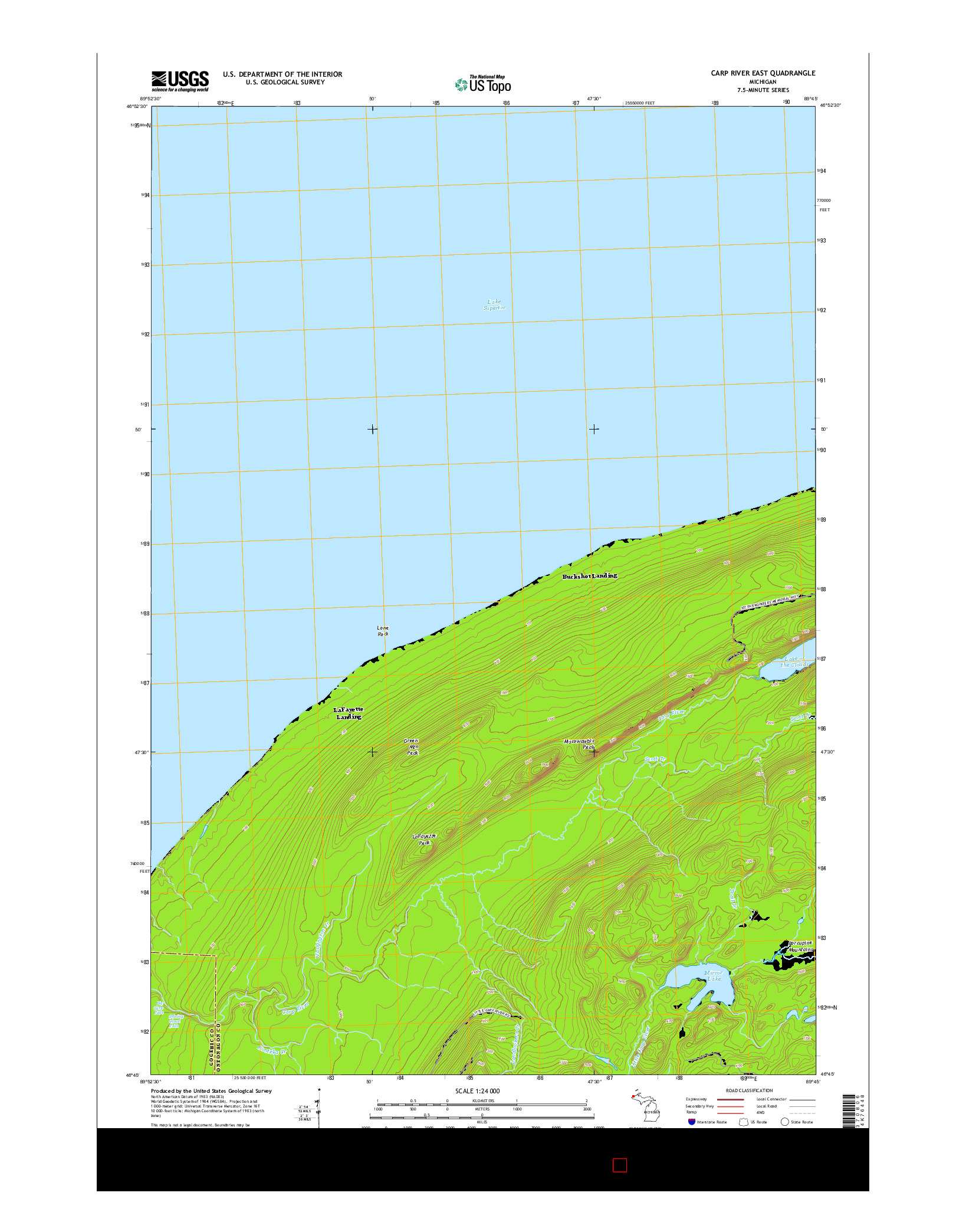 USGS US TOPO 7.5-MINUTE MAP FOR CARP RIVER EAST, MI 2014