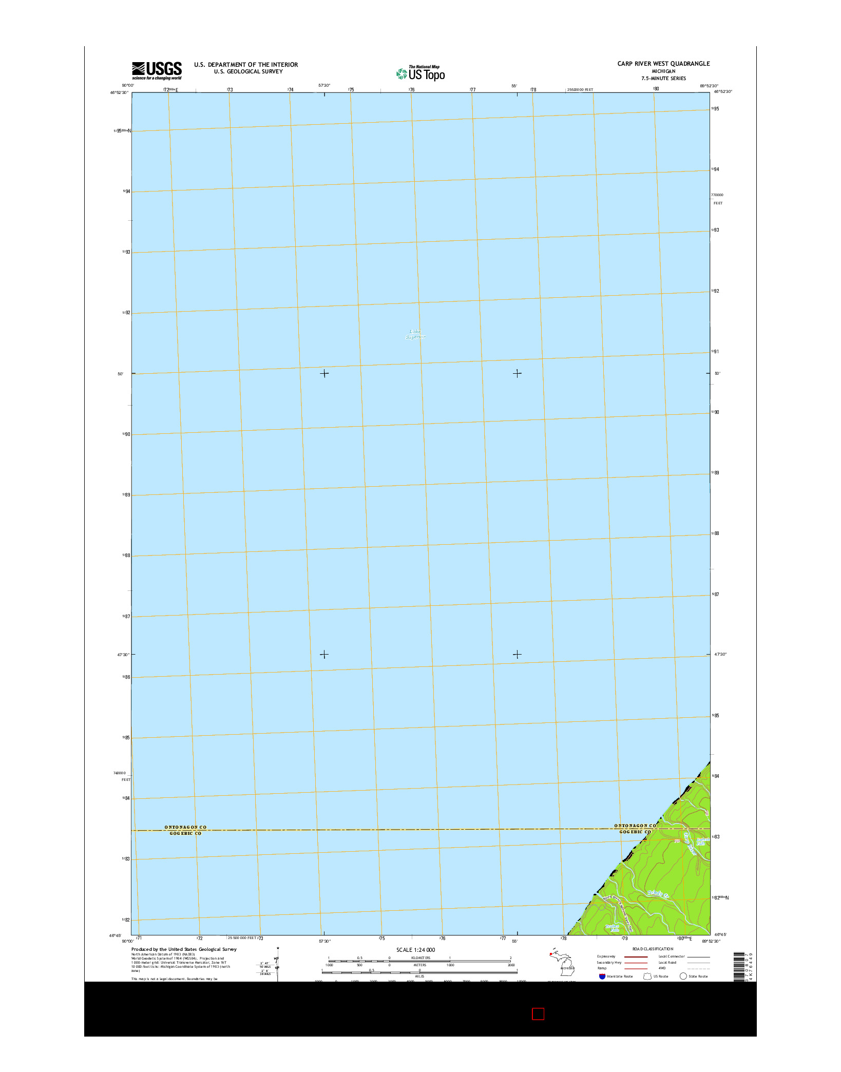 USGS US TOPO 7.5-MINUTE MAP FOR CARP RIVER WEST, MI 2014