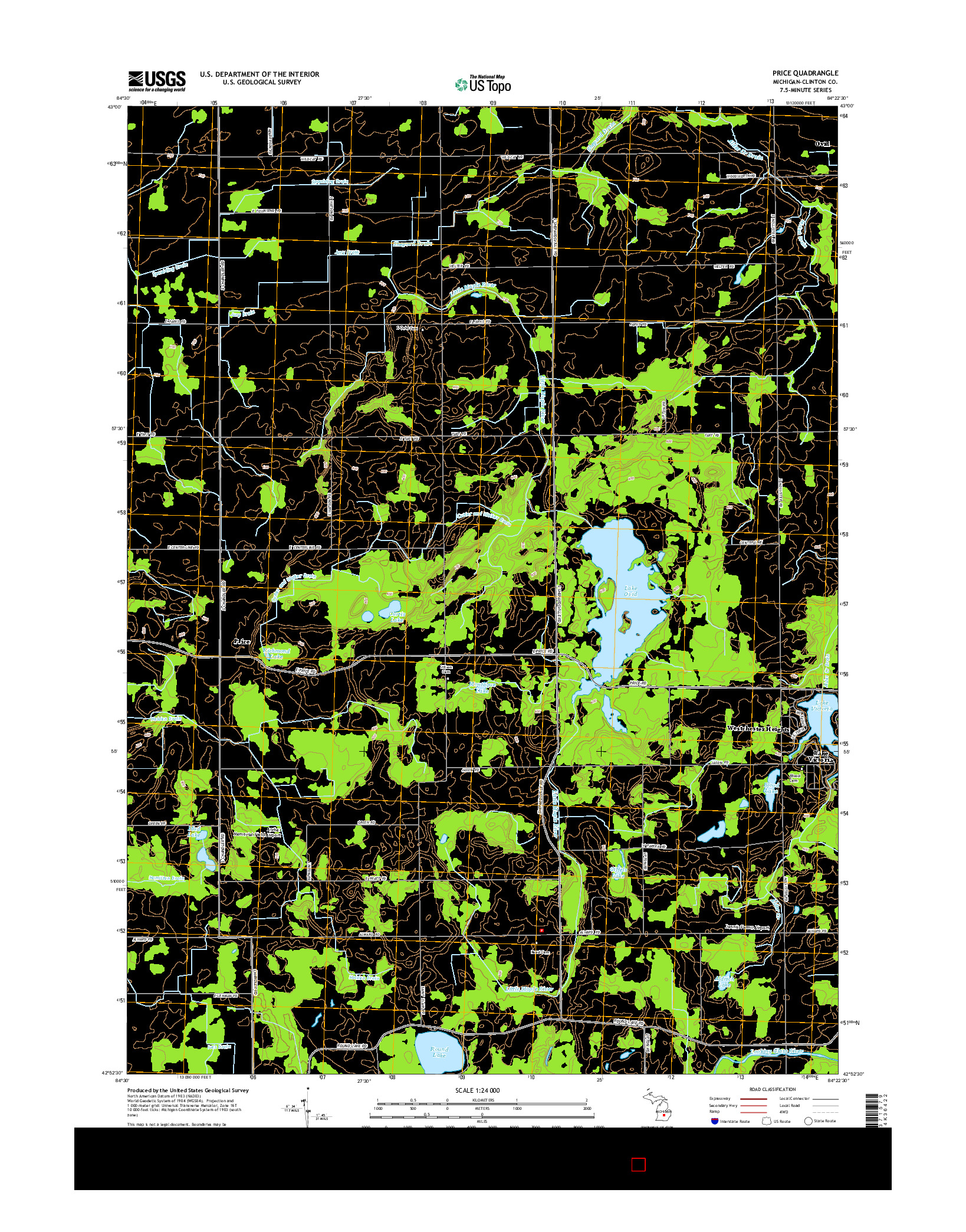 USGS US TOPO 7.5-MINUTE MAP FOR PRICE, MI 2014